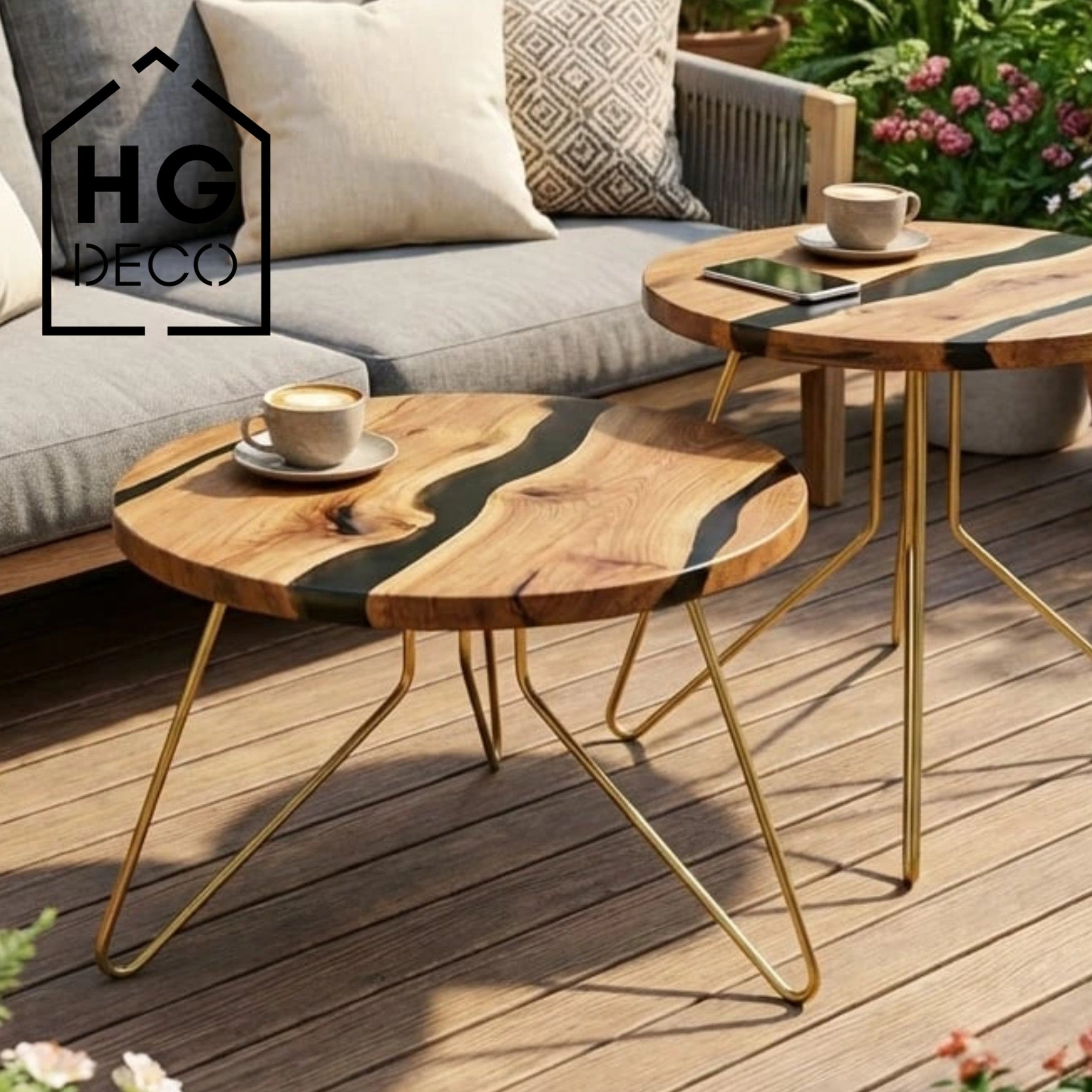 HGDECO FIN 40 cm Gold Coffee Table Legs Set