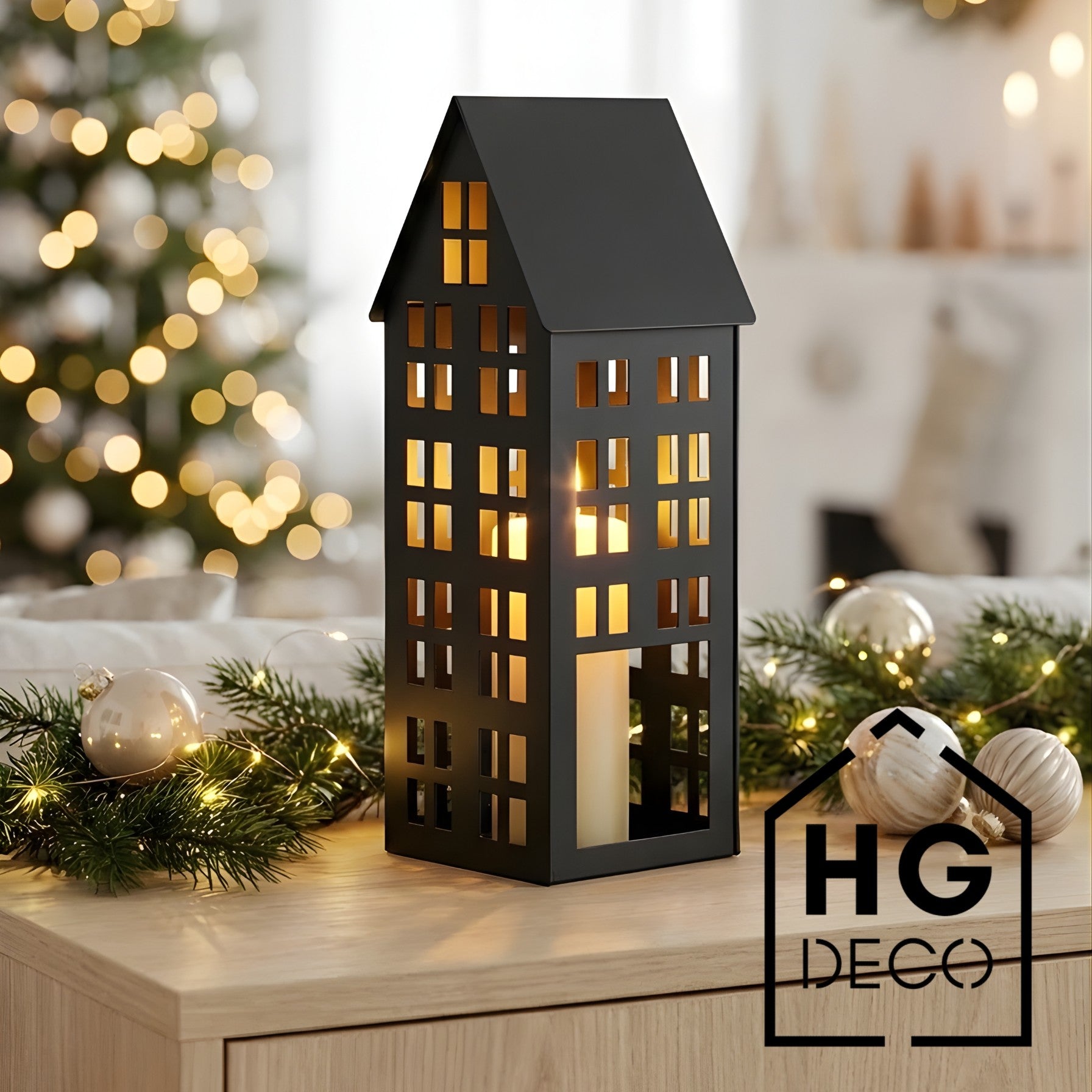 LUMI M black house lantern HGDECO