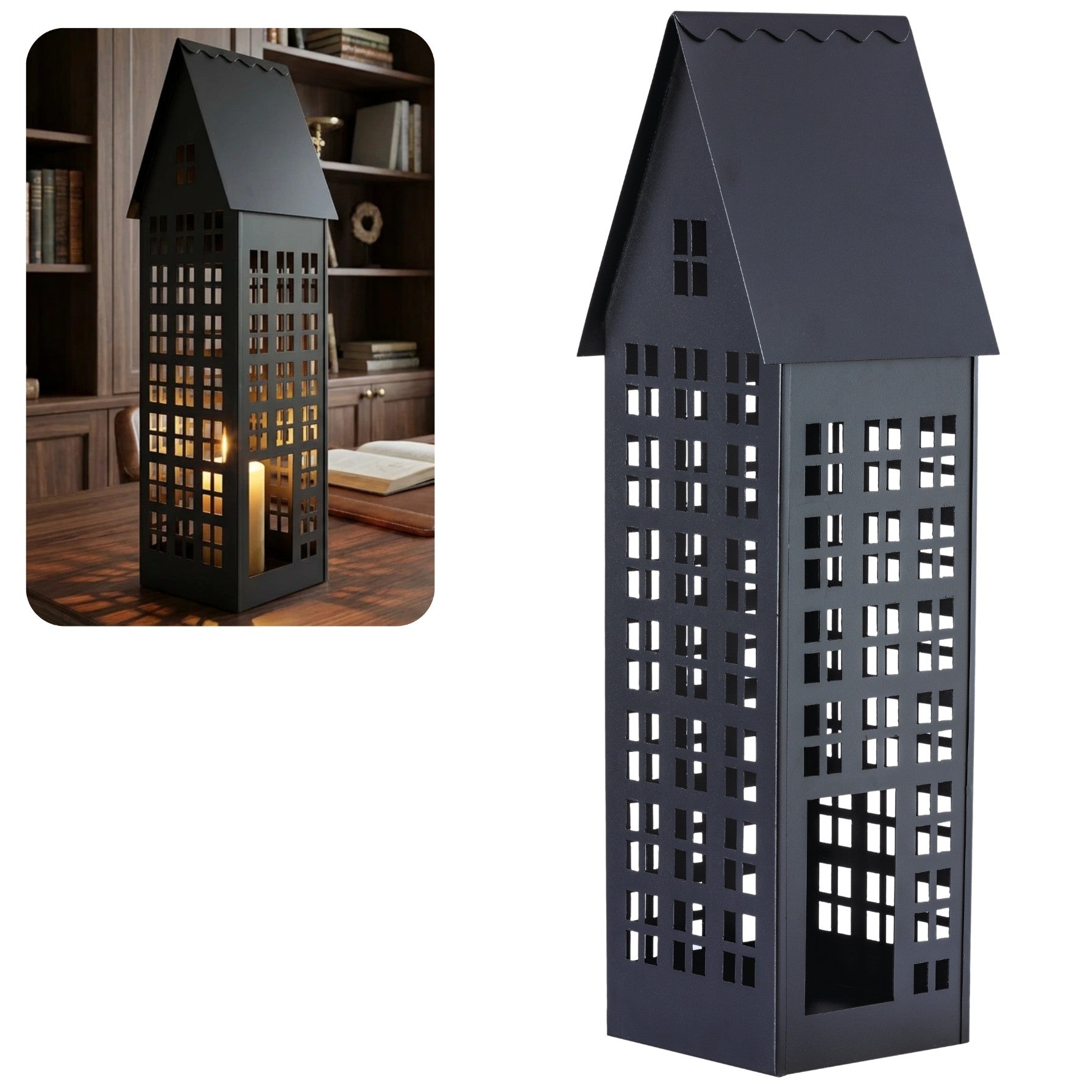 Lampion domek LUMI XXL czarny HGDECO