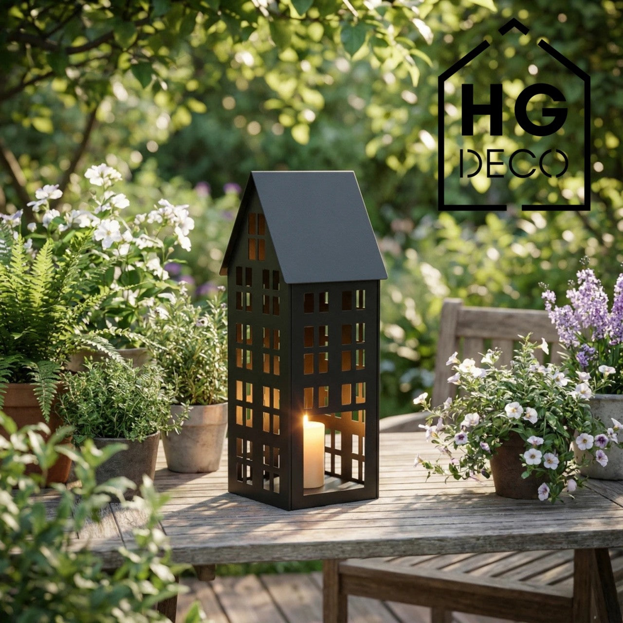 Lampion domek LUMI M czarny HGDECO