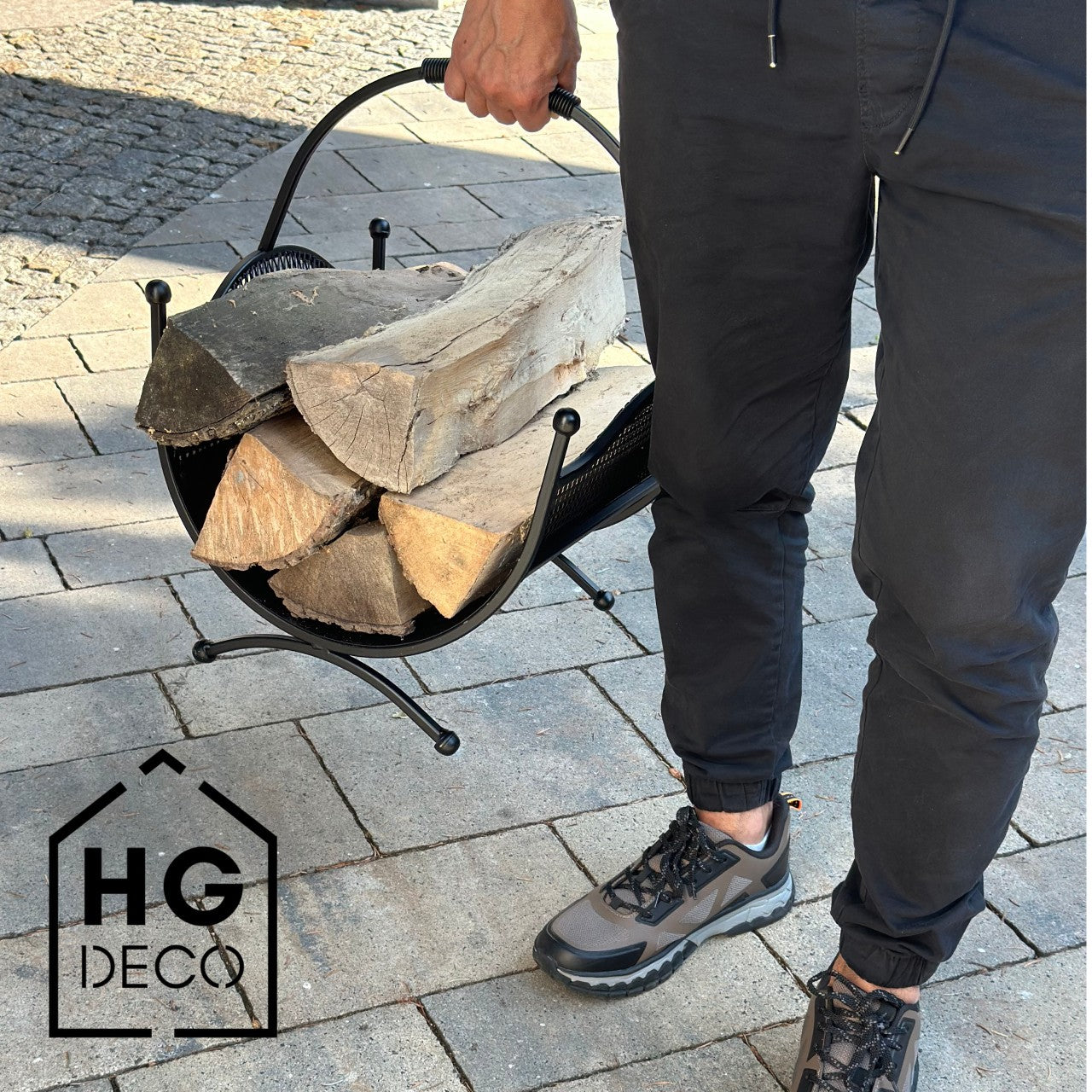 HGDECO LEON Gold Patina Metal Log Basket