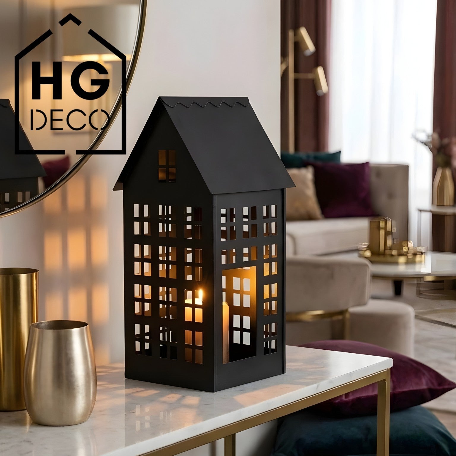 Lampion domek LUMI XL czarny HGDECO