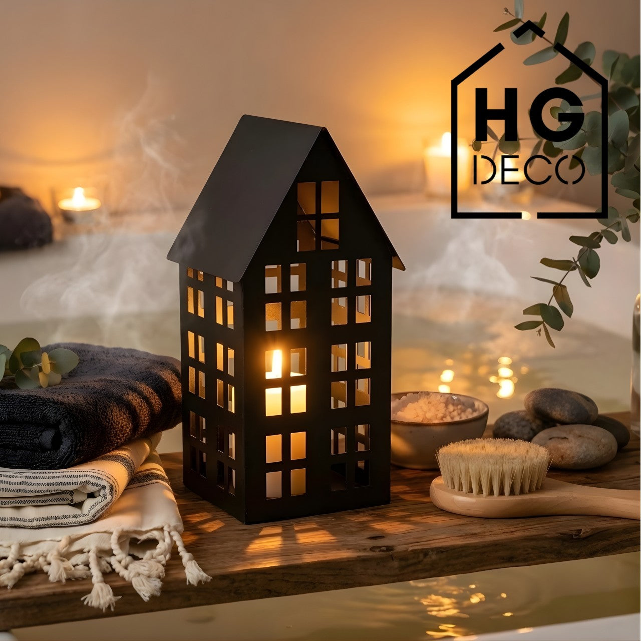 Lampion domek LUMI S czarny HGDECO