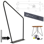 HGDECO FIN 50 cm Black Coffee Table Legs Set