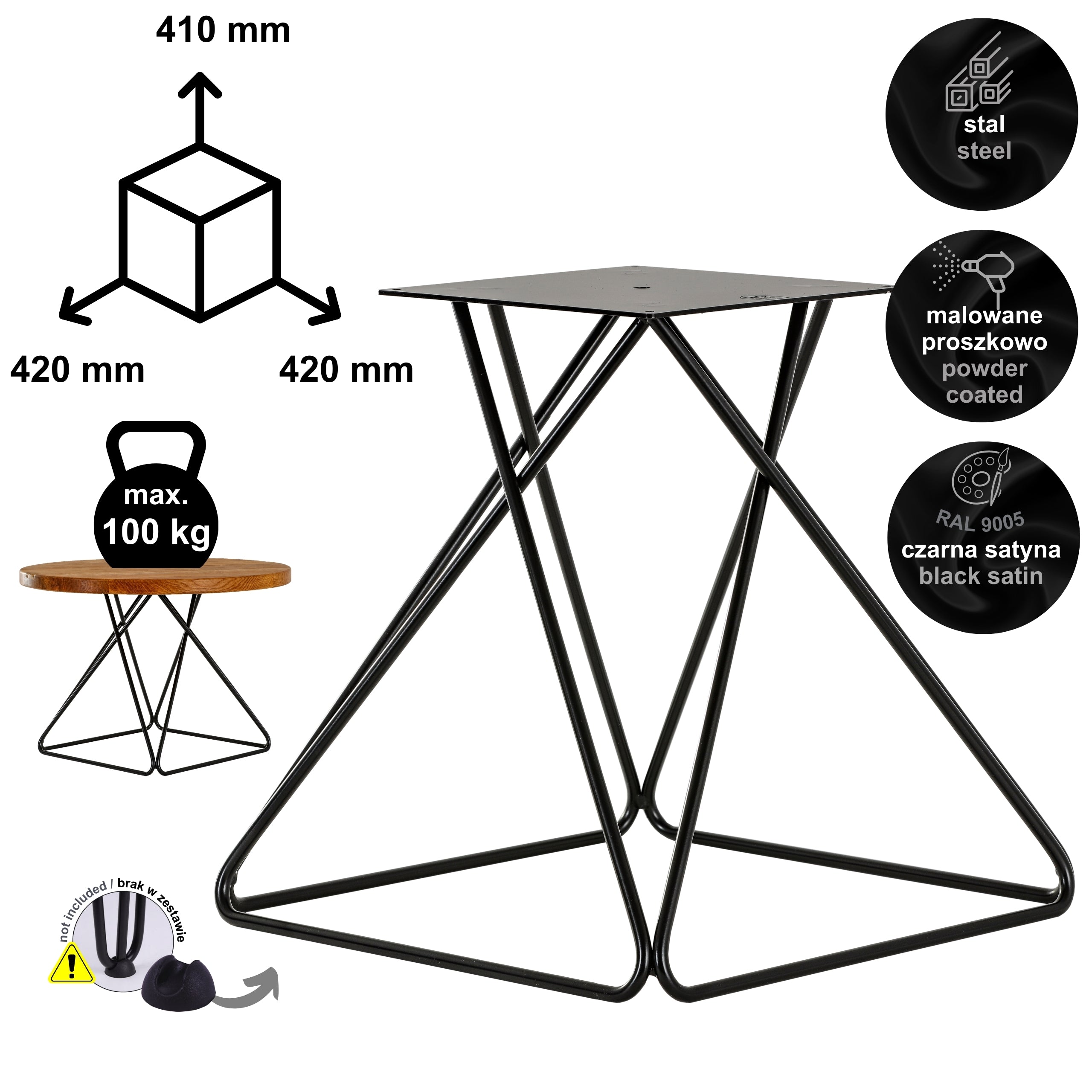 Stelaż do stolika kawowego DIAMOND 40 cm czarny HGDECO