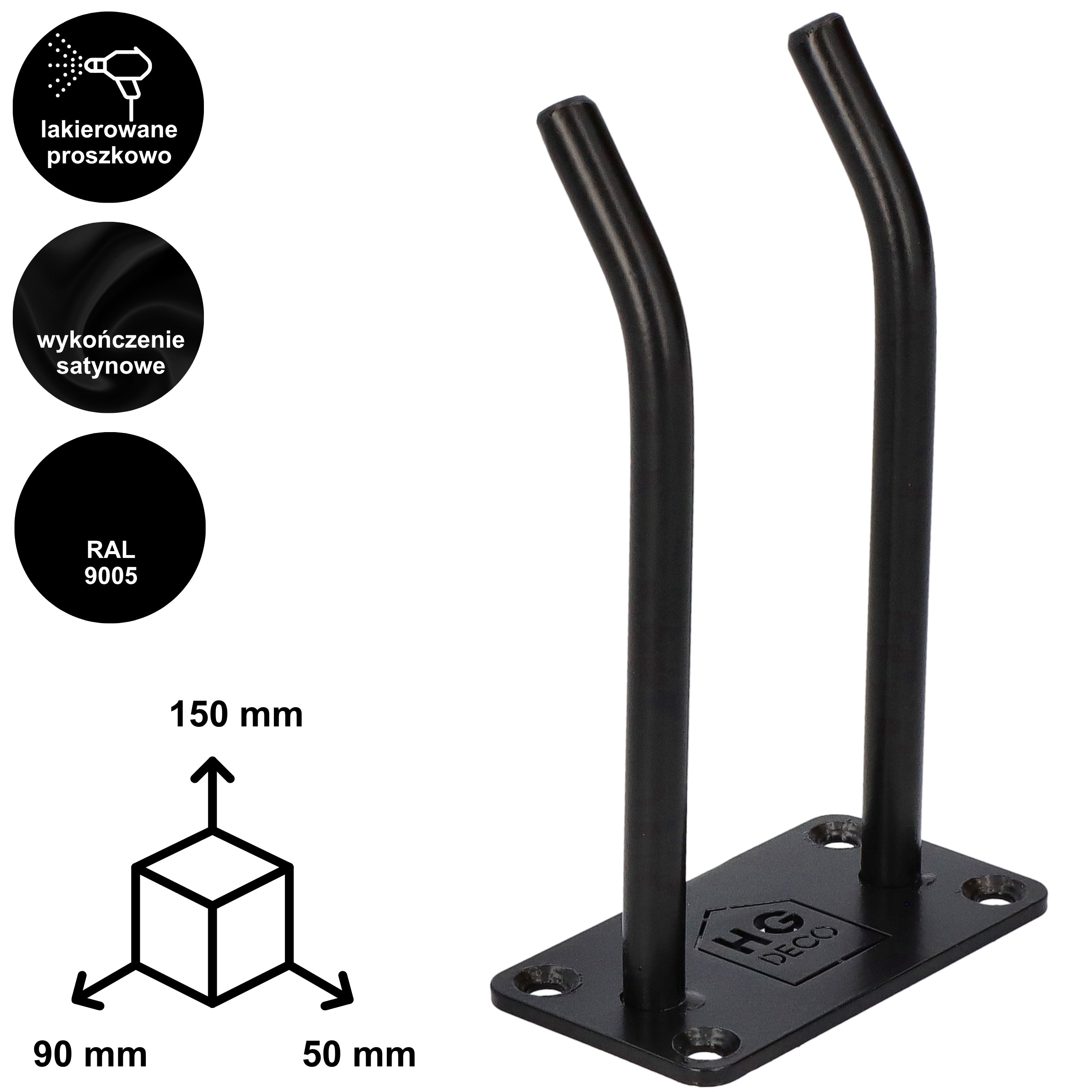 Metalowy uchwyt ścienny ORDO HK15 na narzędzia sprzęt sportowy 15 cm HGDECO