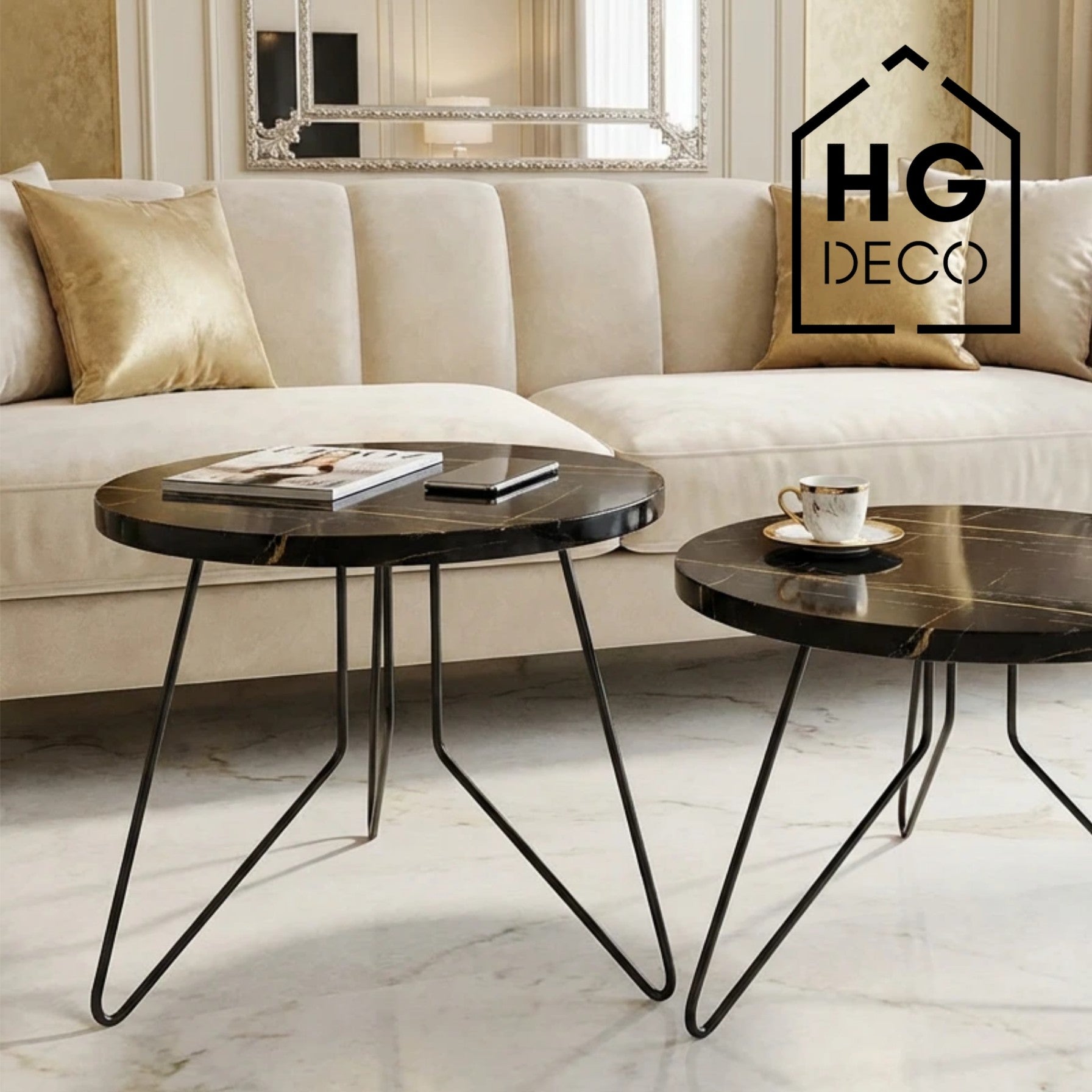 Zestaw nóg meblowych do stolika kawowego FIN 50 cm czarny HGDECO