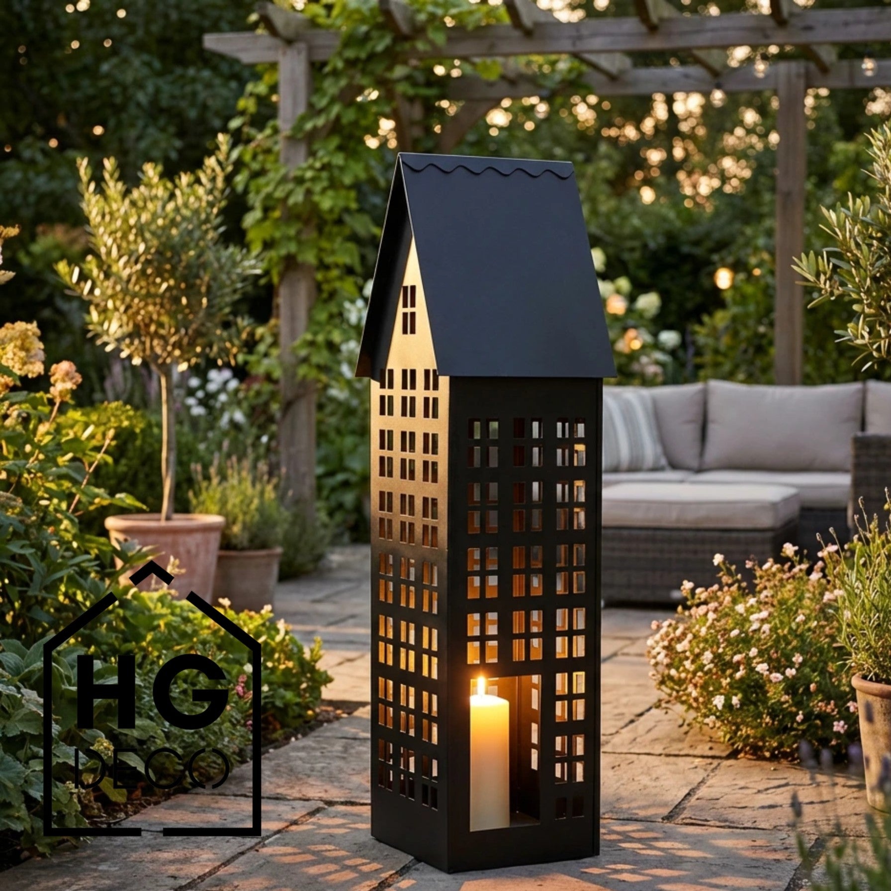 Lampion domek LUMI XXL czarny HGDECO