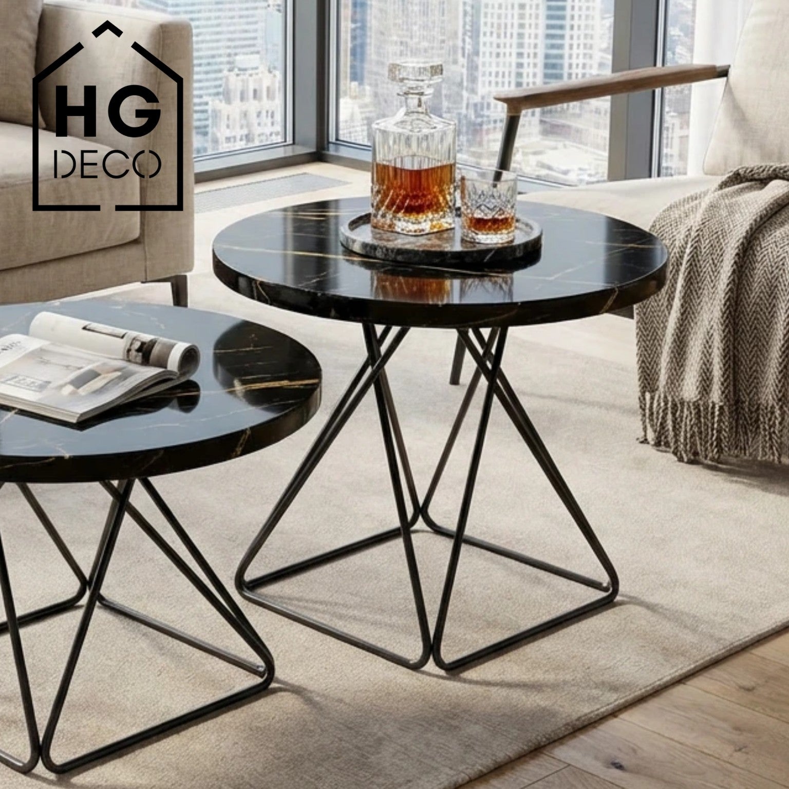 Stelaż do stolika kawowego DIAMOND 50 cm czarny HGDECO