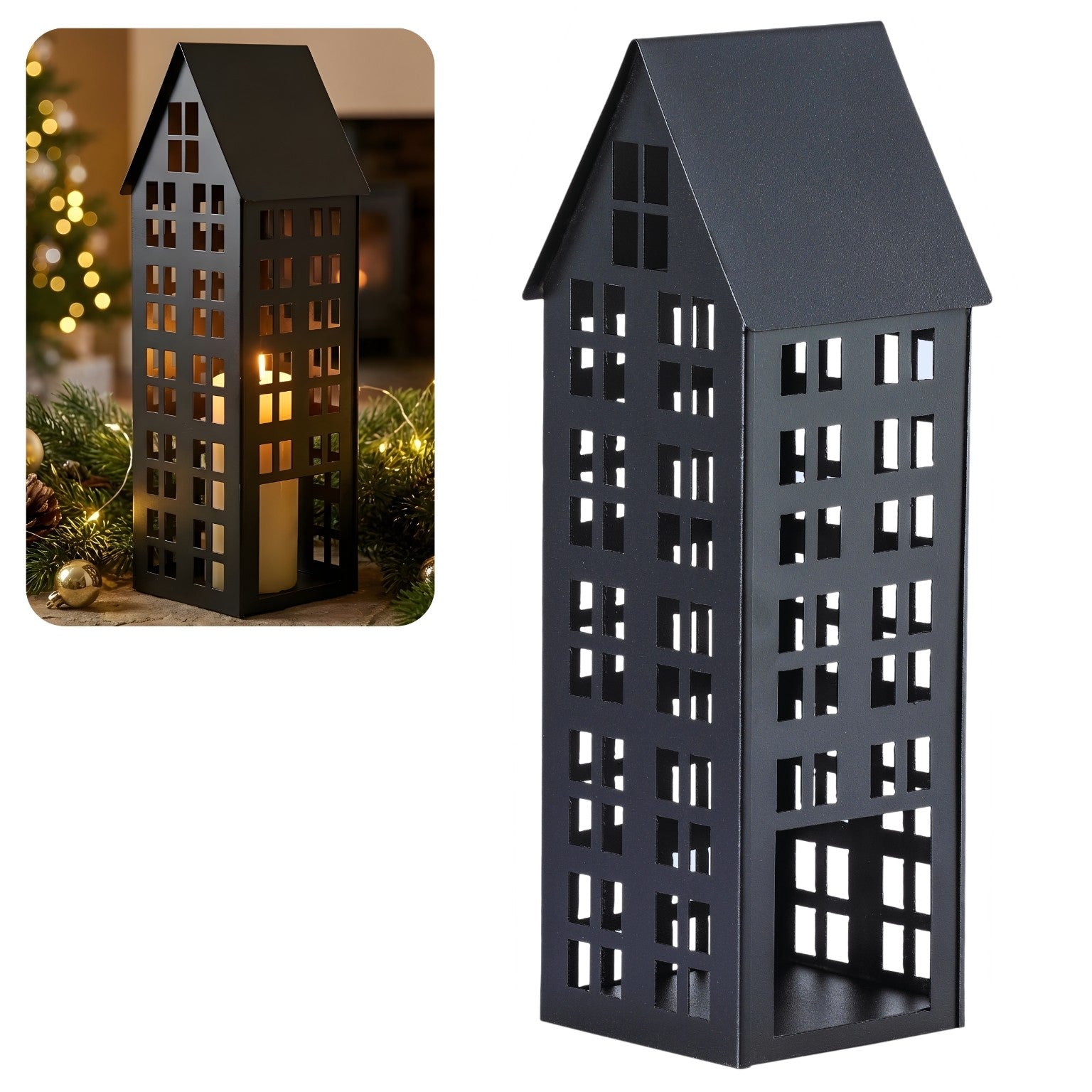 Lampion domek LUMI L czarny HGDECO