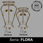 Kwietnik metalowy stojący do kwiatów FLORA 43 złota patyna HGDECO