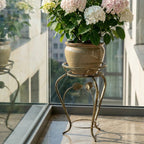 Kwietnik metalowy stojący do kwiatów FLORA 43 złota patyna HGDECO