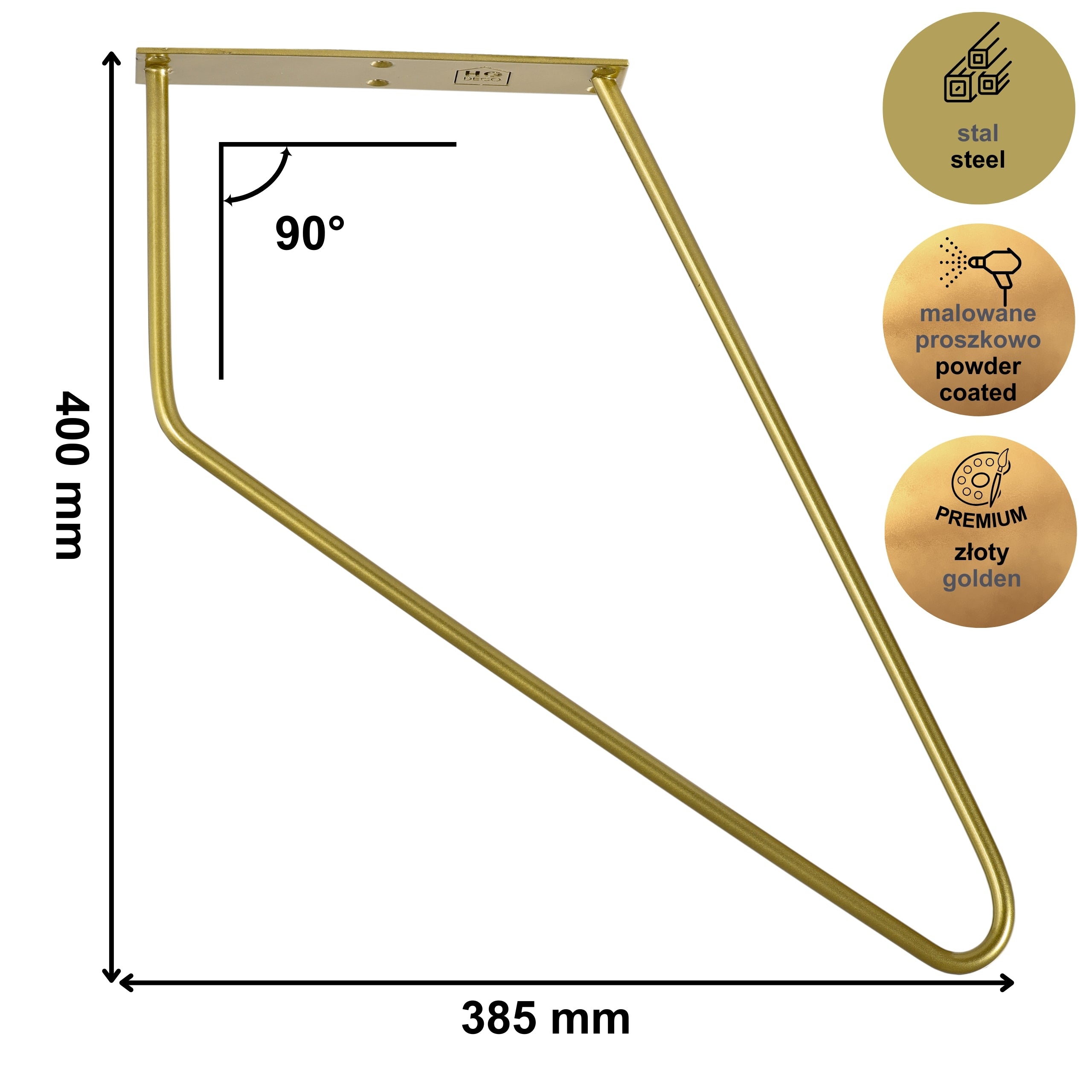 Zestaw nóg meblowych do stolika kawowego FIN 40 cm złoty HGDECO