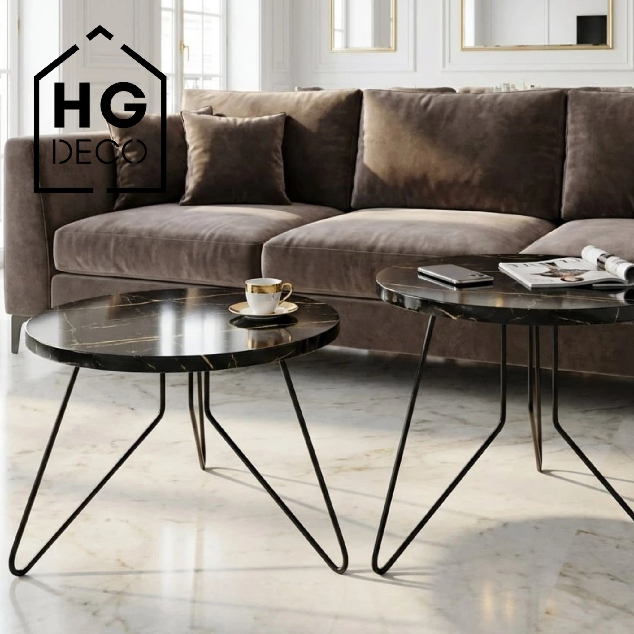 Zestaw nóg meblowych do stolika kawowego FIN 40 cm czarny HGDECO