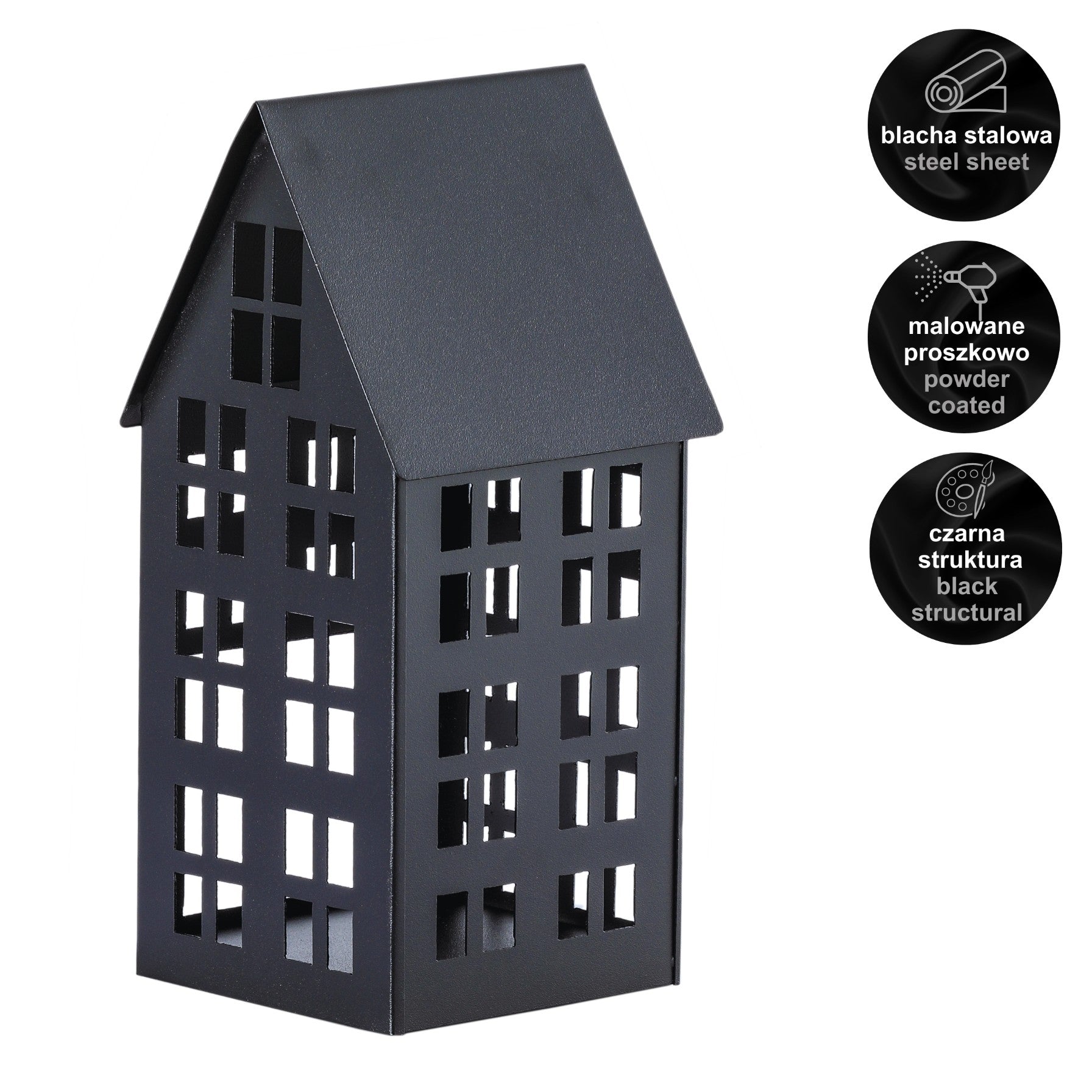 Lampion domek LUMI S czarny HGDECO