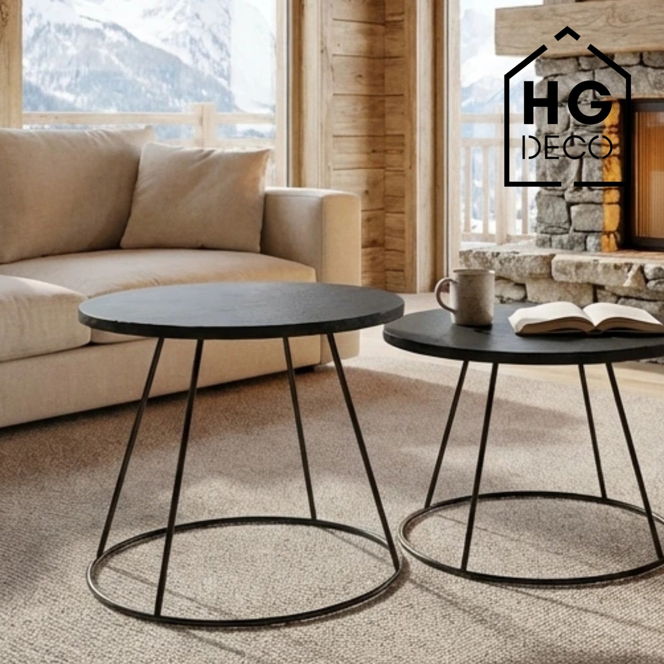 RING 50 cm Black Coffee Table Frame HGDECO