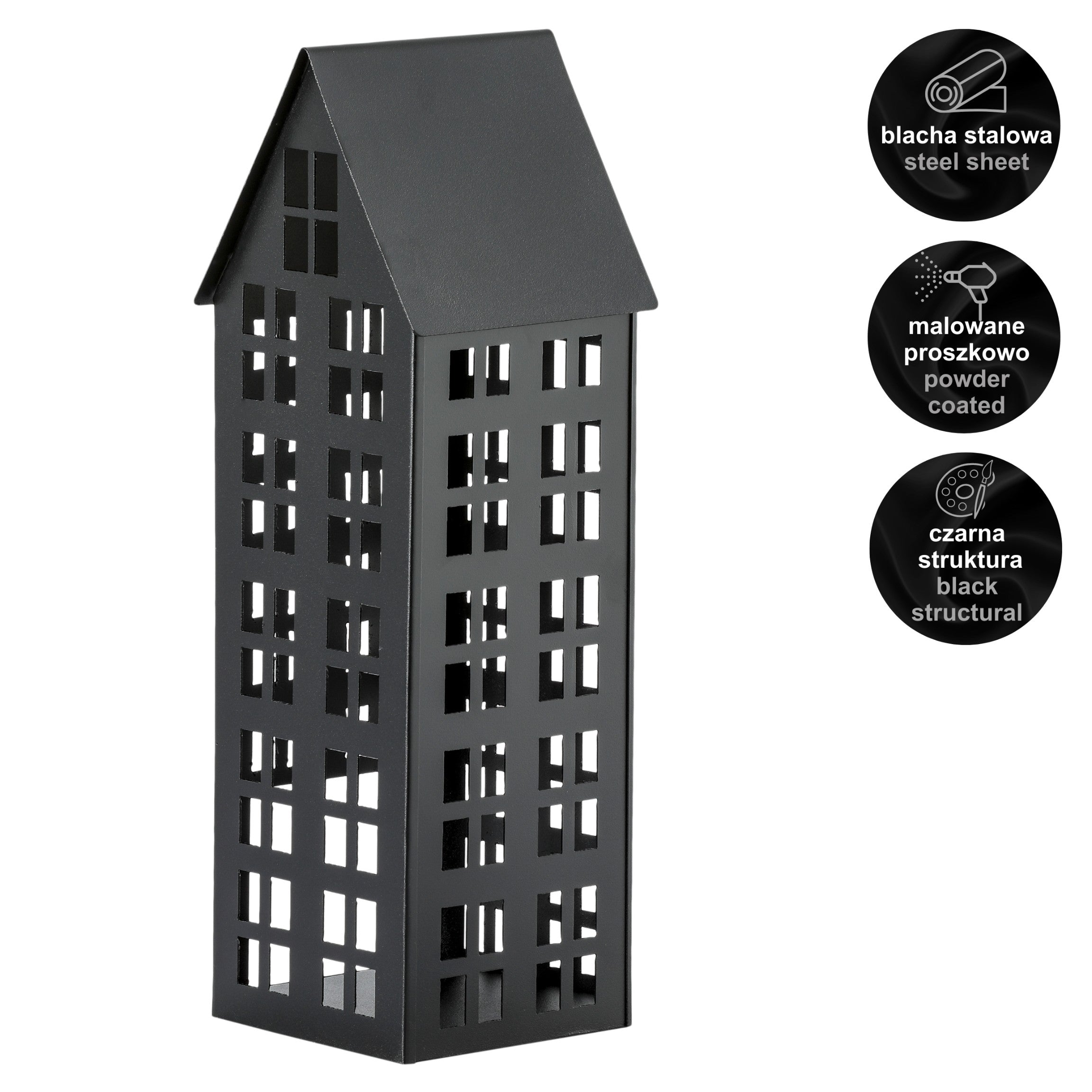 Lampion domek LUMI L czarny HGDECO