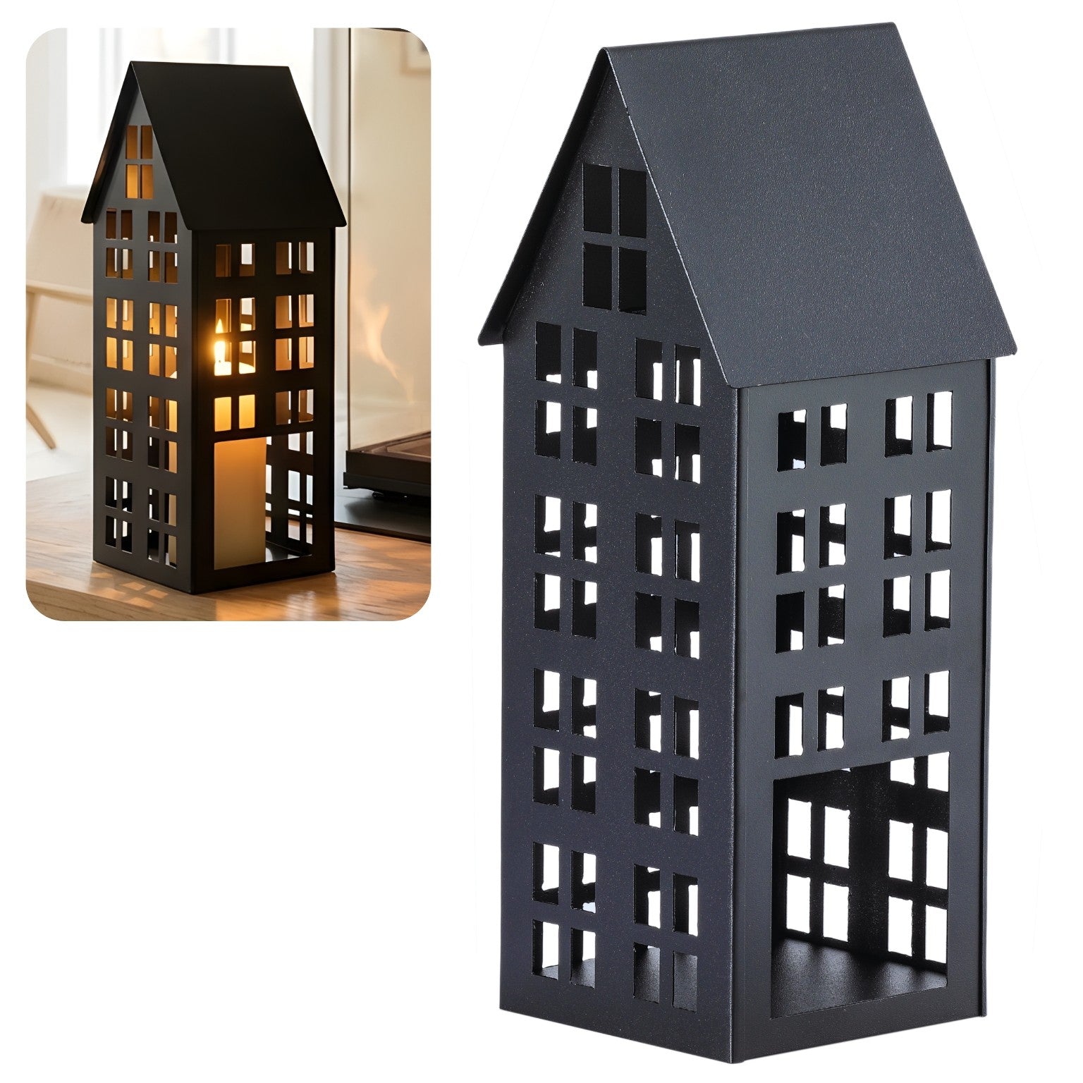 Lampion domek LUMI M czarny HGDECO