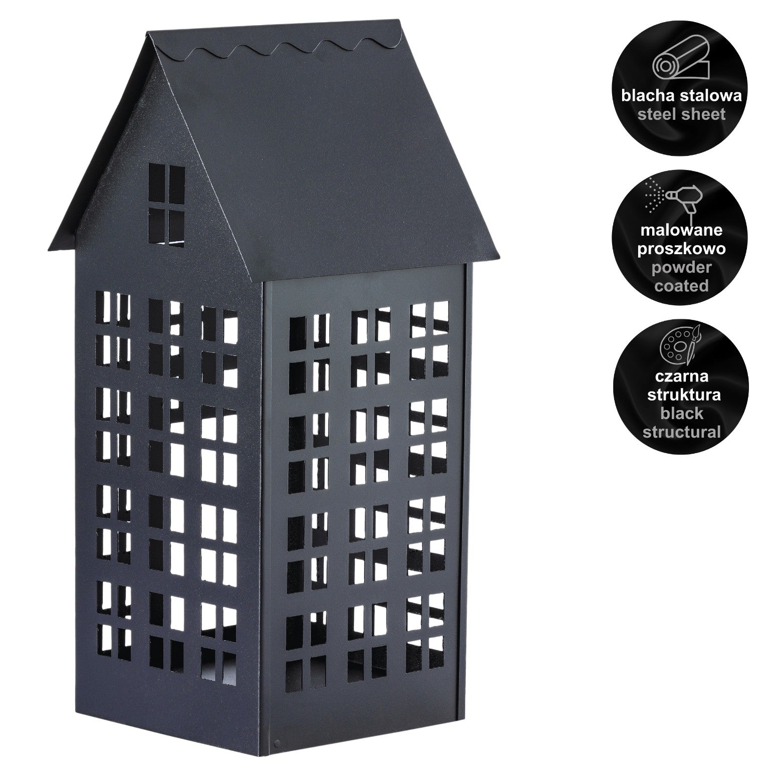 Lampion domek LUMI XL czarny HGDECO