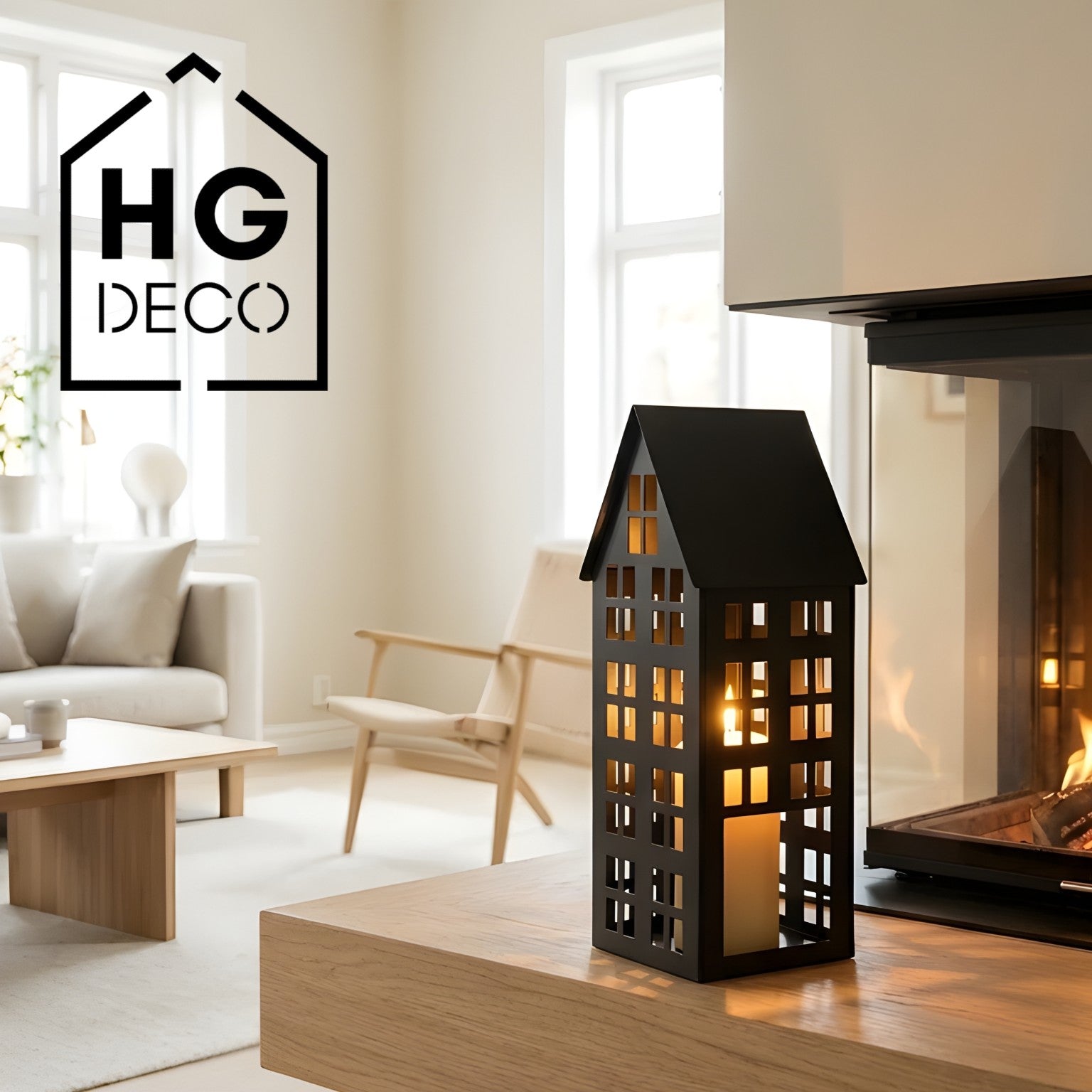 Lampion domek LUMI M czarny HGDECO