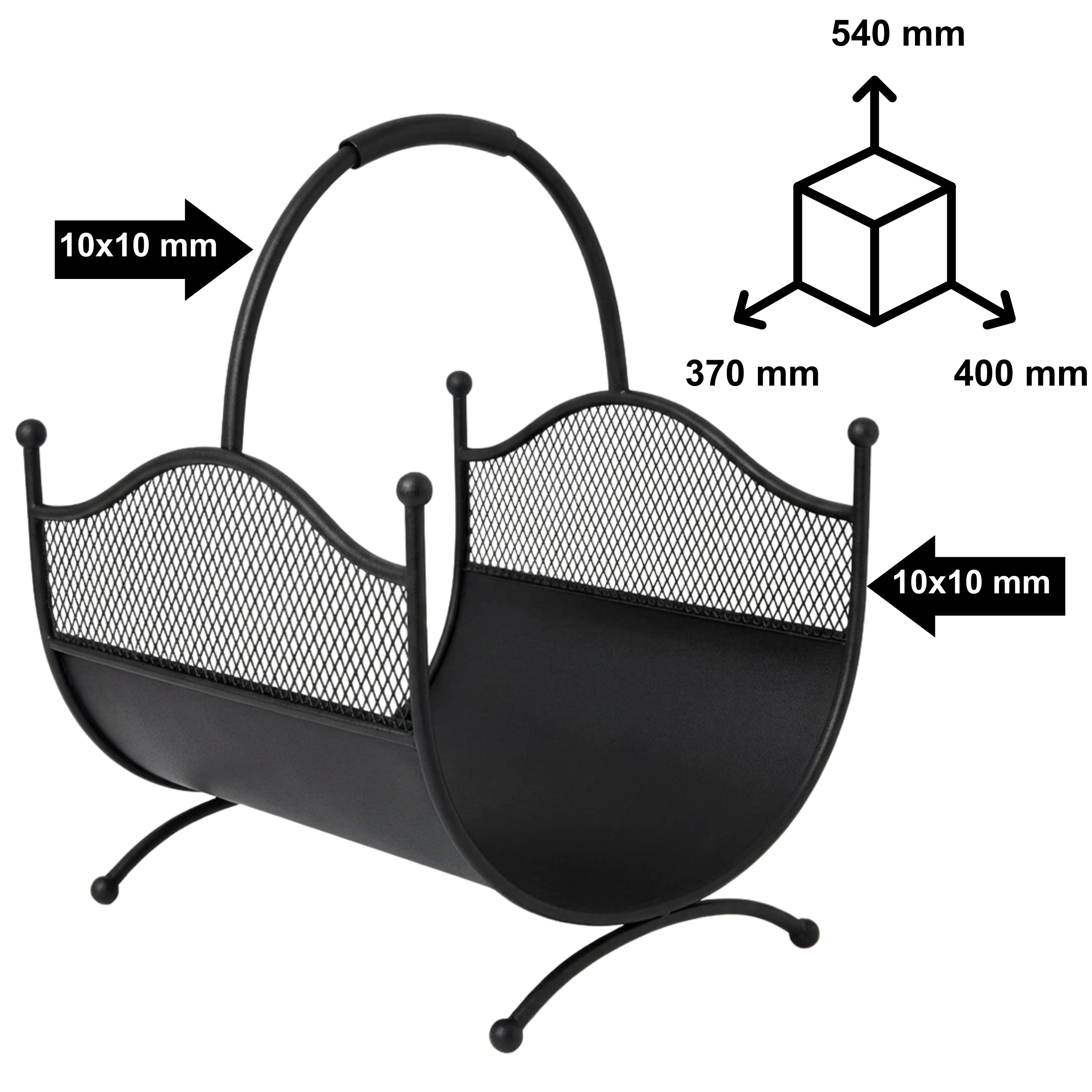 HGDECO  Kosz metalowy na drewno LEON czarny strukt