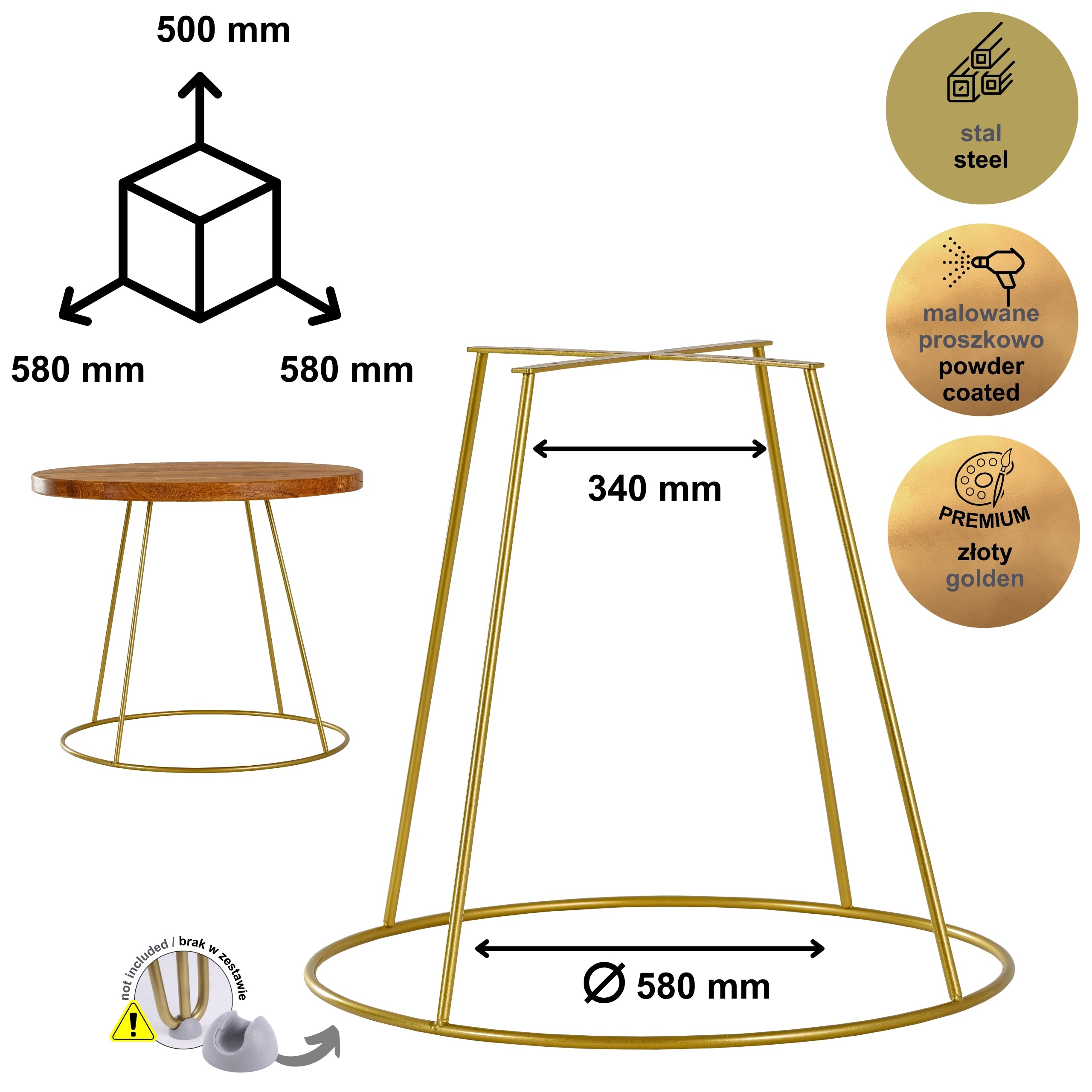 Coffee table frame RING 50 cm gold HGDECO