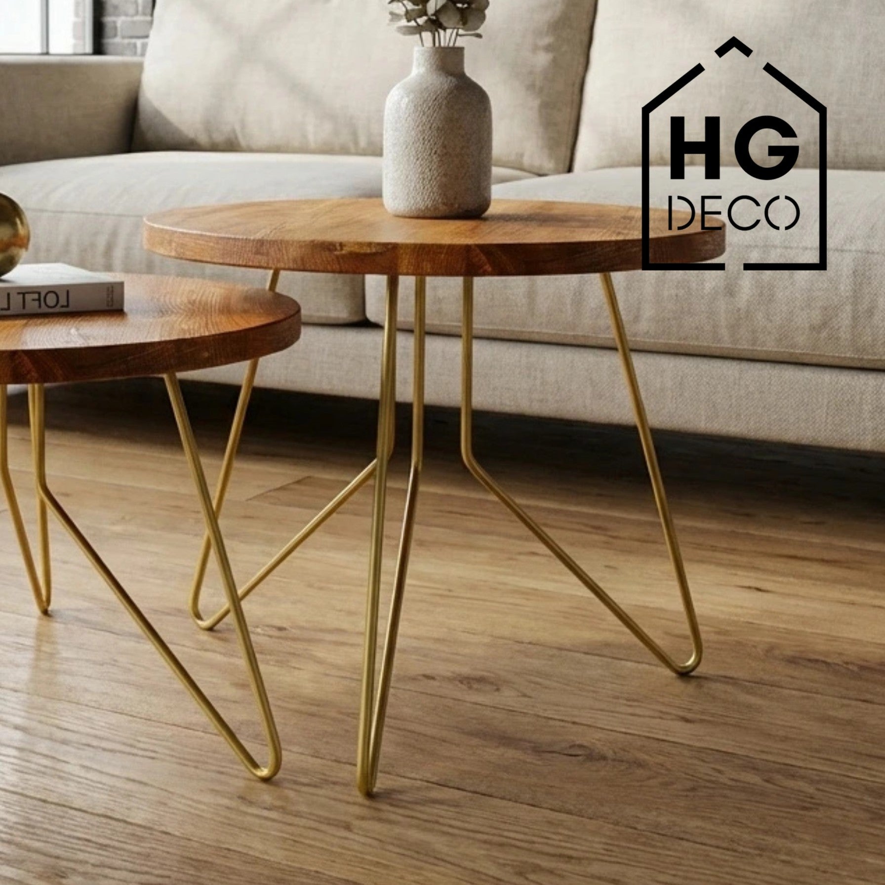 Zestaw nóg meblowych do stolika kawowego FIN 50 cm złoty HGDECO