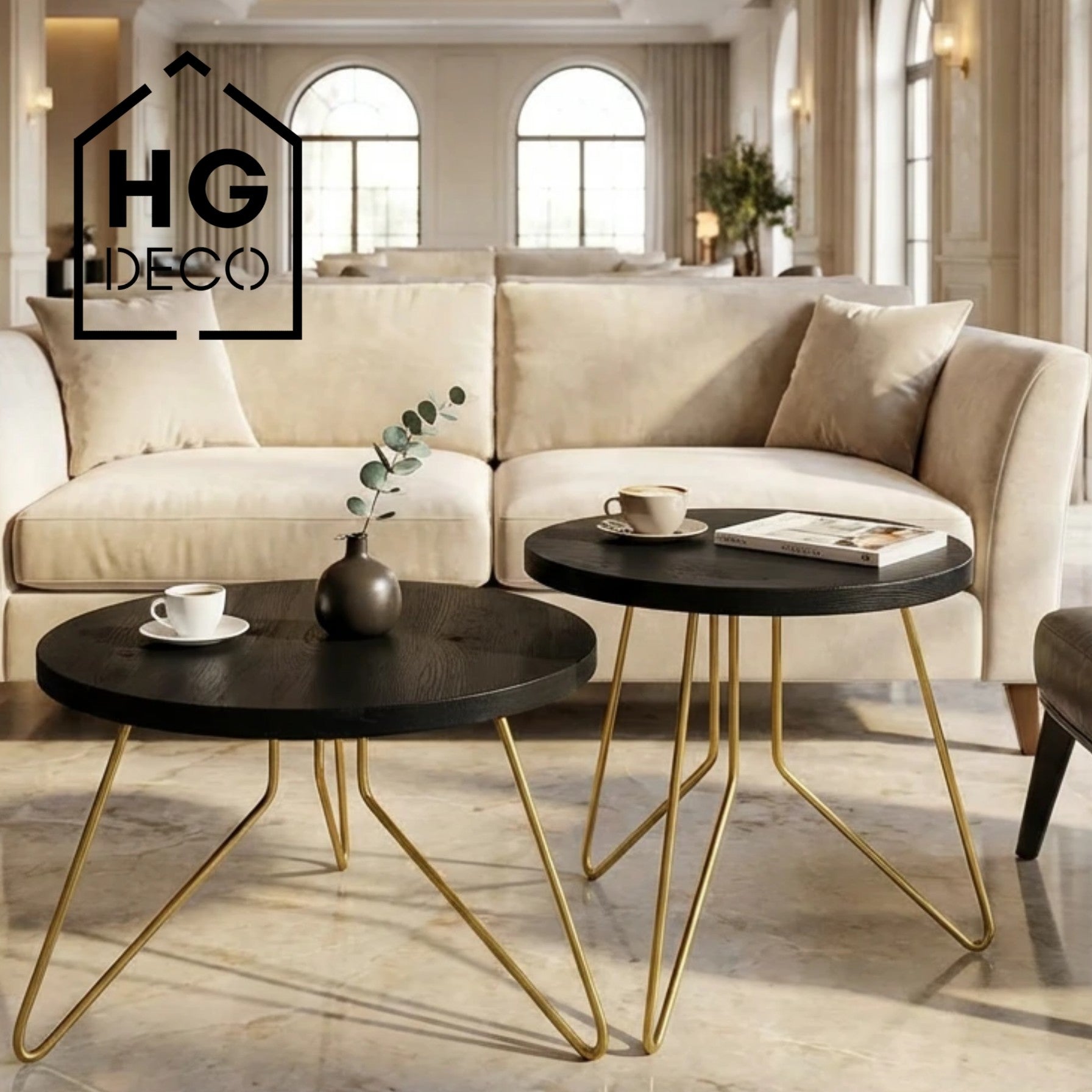 HGDECO FIN 40 cm Gold Coffee Table Legs Set