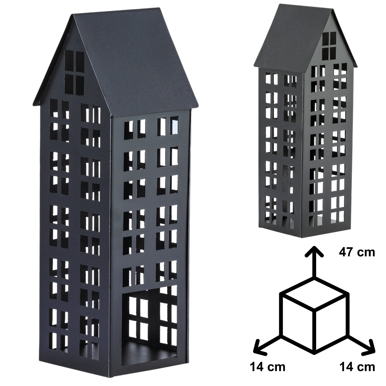 Lampion domek LUMI L czarny HGDECO