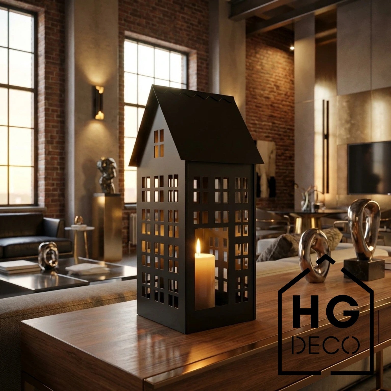 Lampion domek LUMI XL czarny HGDECO