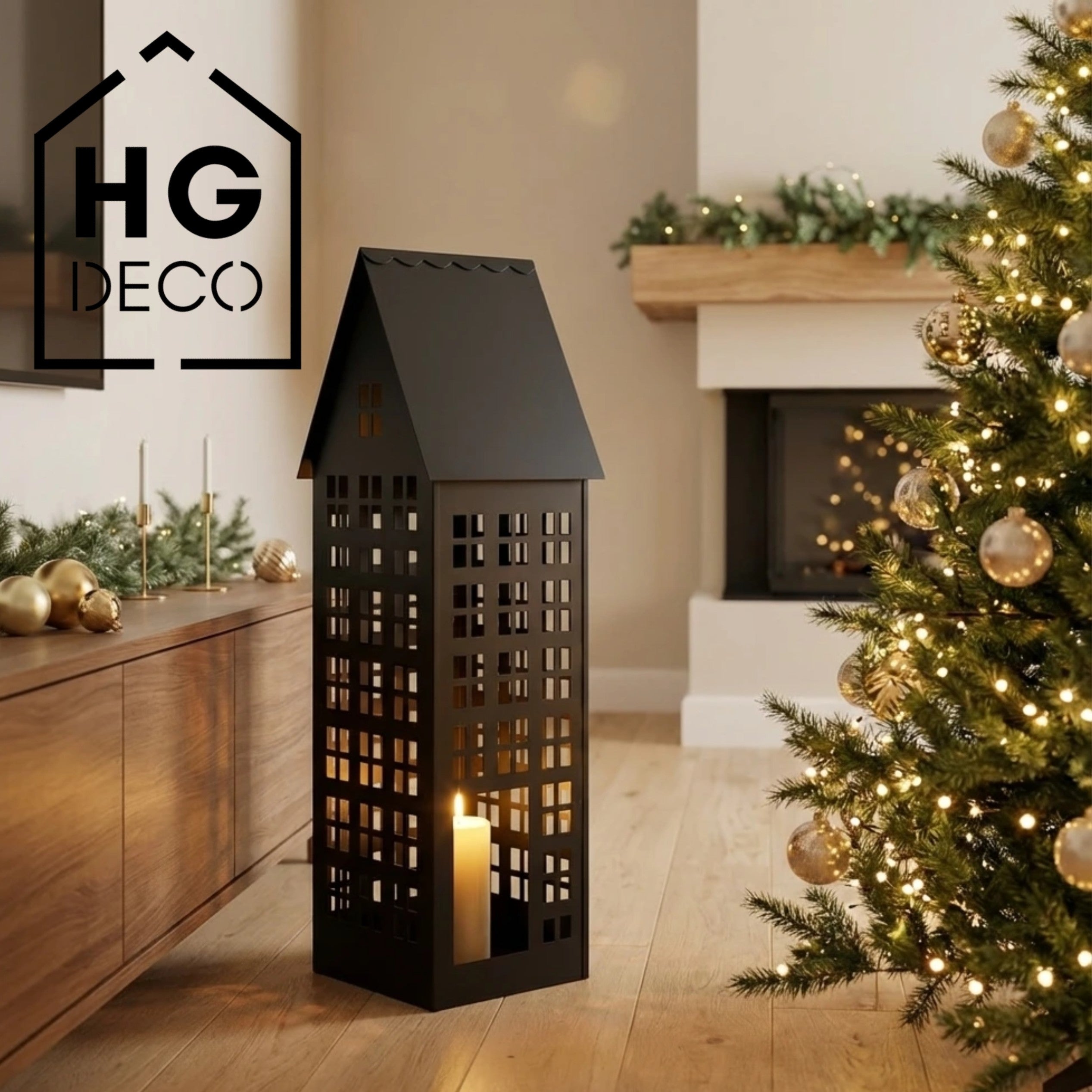Lampion domek LUMI XXL czarny HGDECO