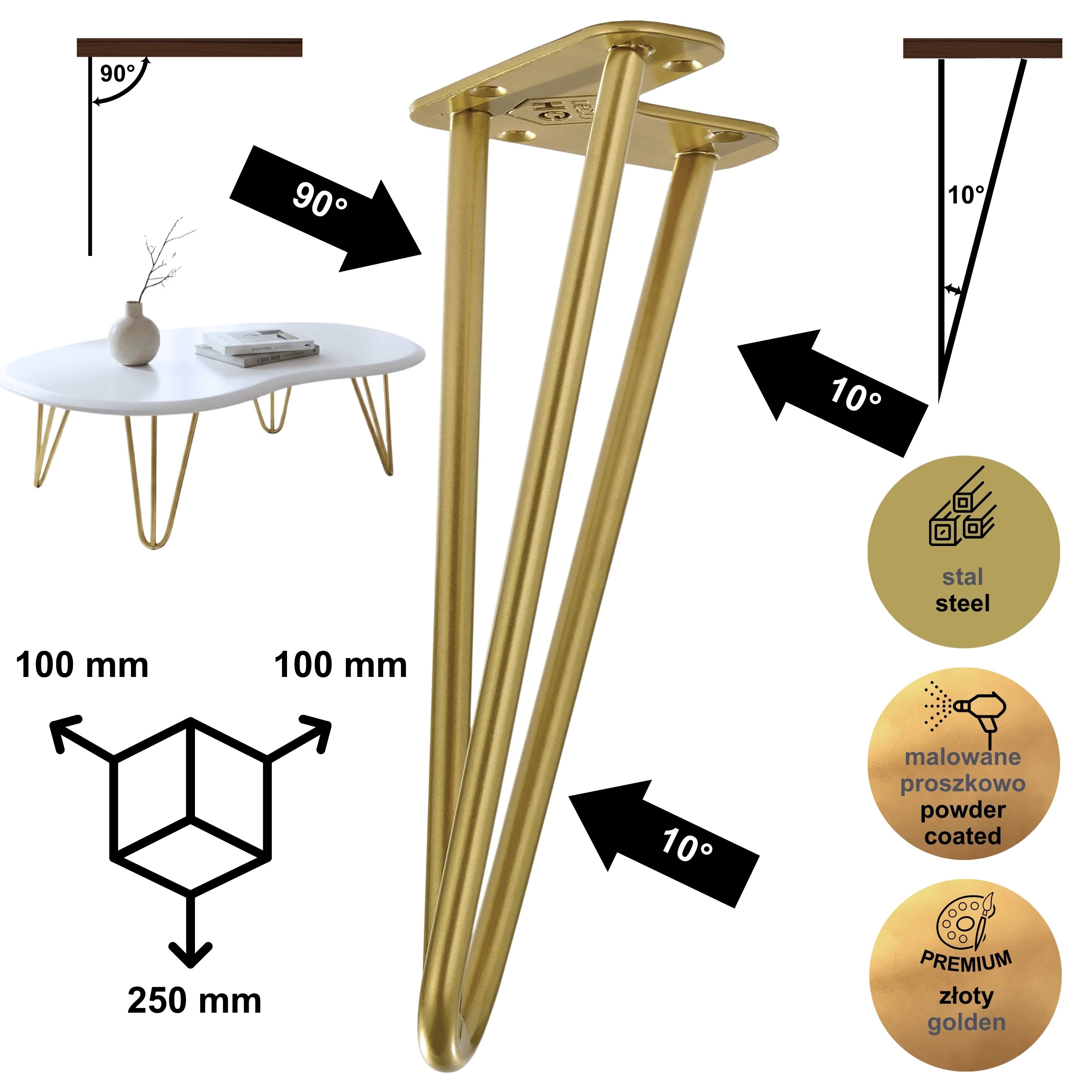 Furniture leg for pouffe cabinet TL25 gold HGDECO