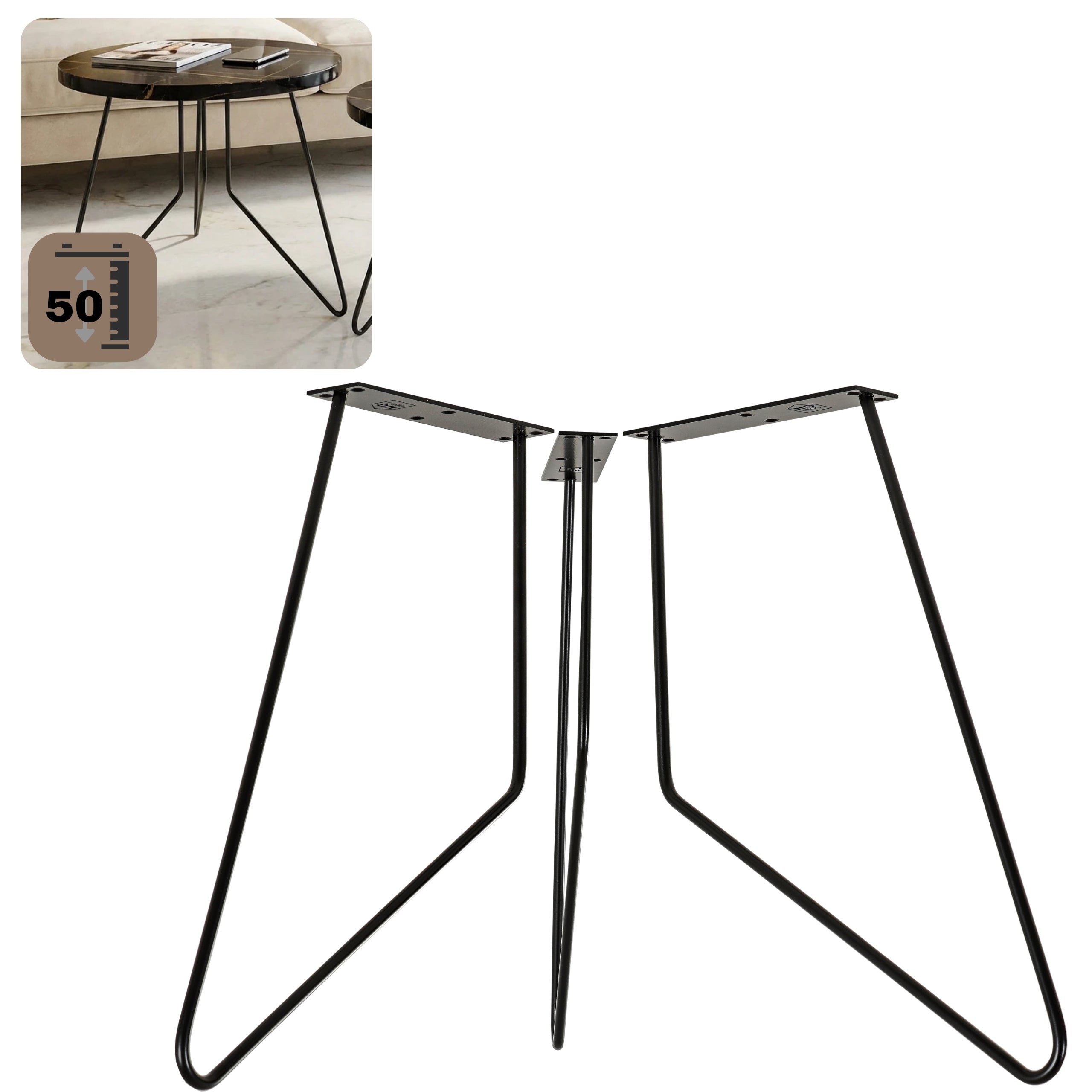 Zestaw nóg meblowych do stolika kawowego FIN 50 cm czarny HGDECO