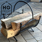 HGDECO LEON metal wood basket black structure