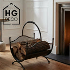 HGDECO LEON metal wood basket black structure