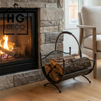 HGDECO LEON metal wood basket black structure