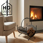 HGDECO LEON metal wood basket black structure