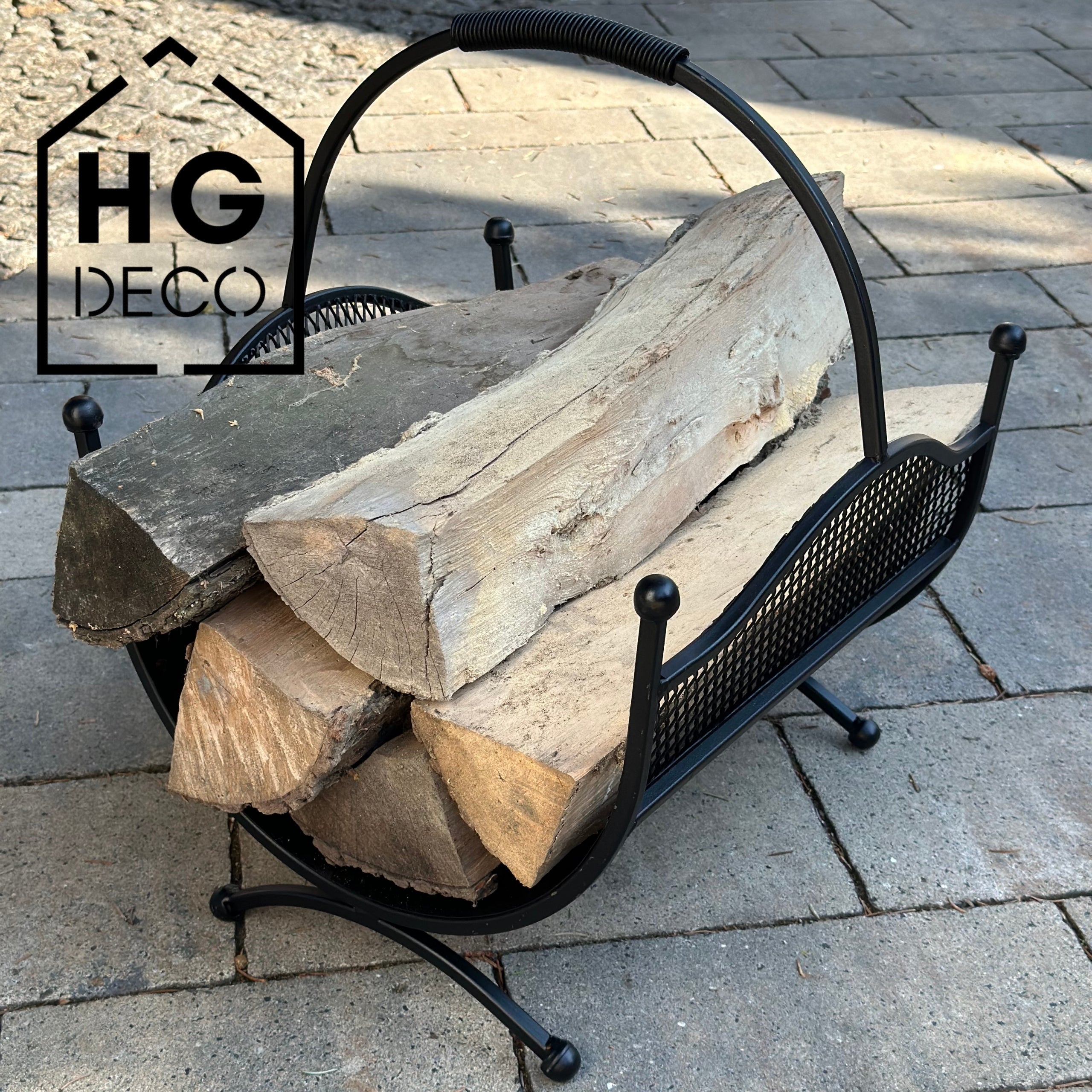 HGDECO LEON metal wood basket black structure