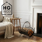 HGDECO LEON metal wood basket black structure