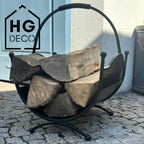 HGDECO LEON metal wood basket black structure