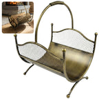 HGDECO LEON Gold Patina Metal Log Basket