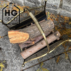 HGDECO LEON Gold Patina Metal Log Basket