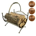 HGDECO LEON Gold Patina Metal Log Basket