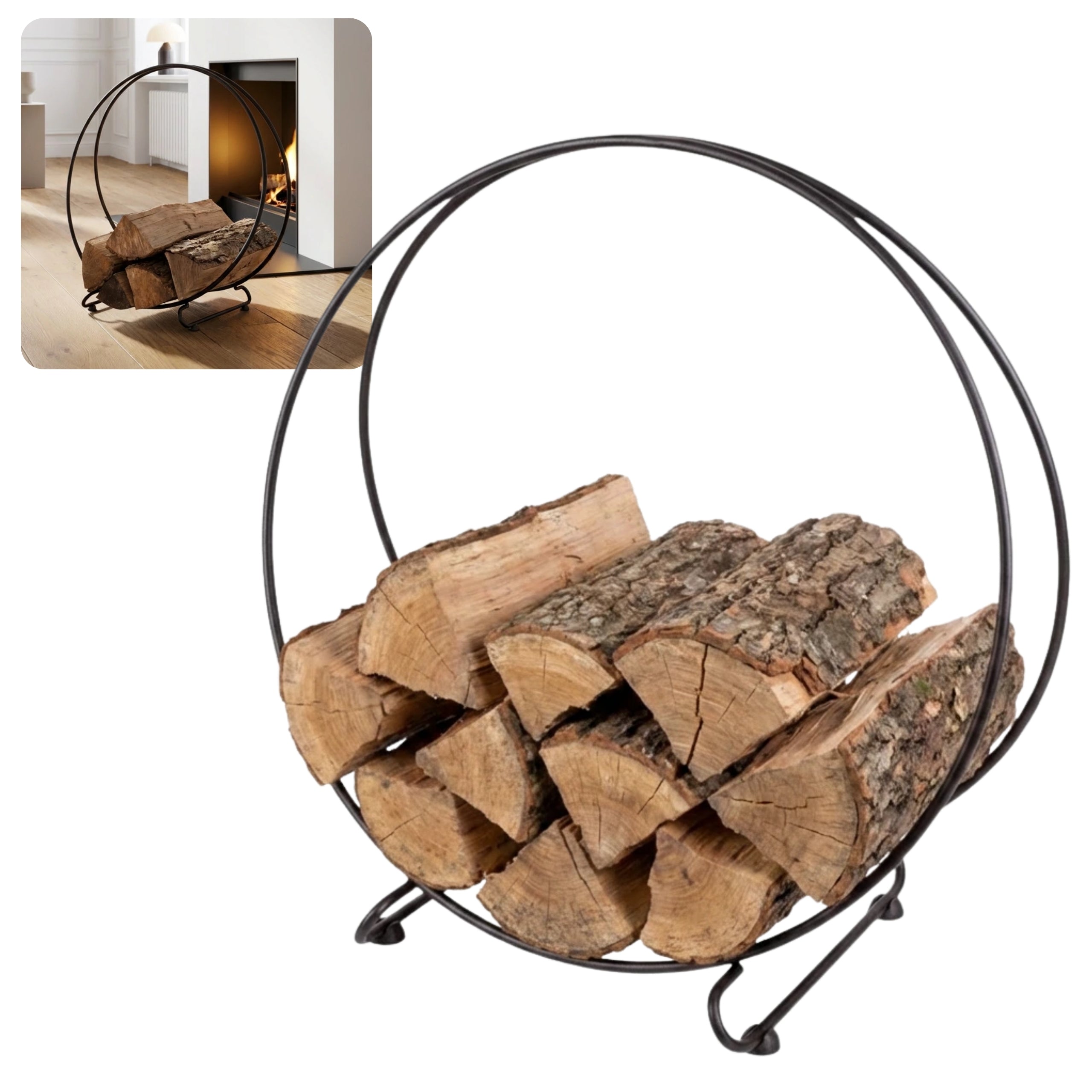 HGDECO  Stojak na drewno MOON XL czarny