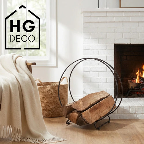 HGDECO  Stojak na drewno MOON XL czarny