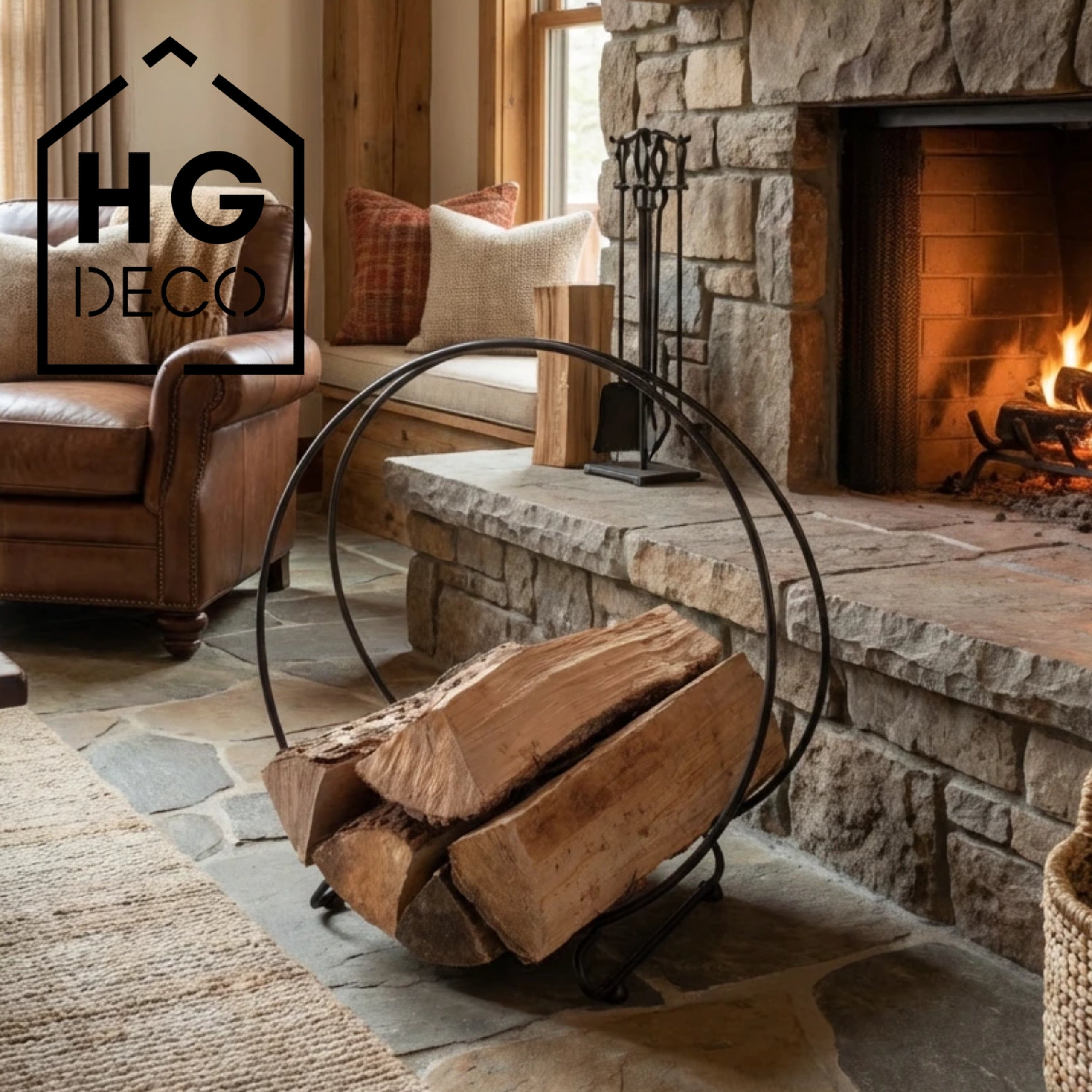 HGDECO  Stojak na drewno MOON XL czarny