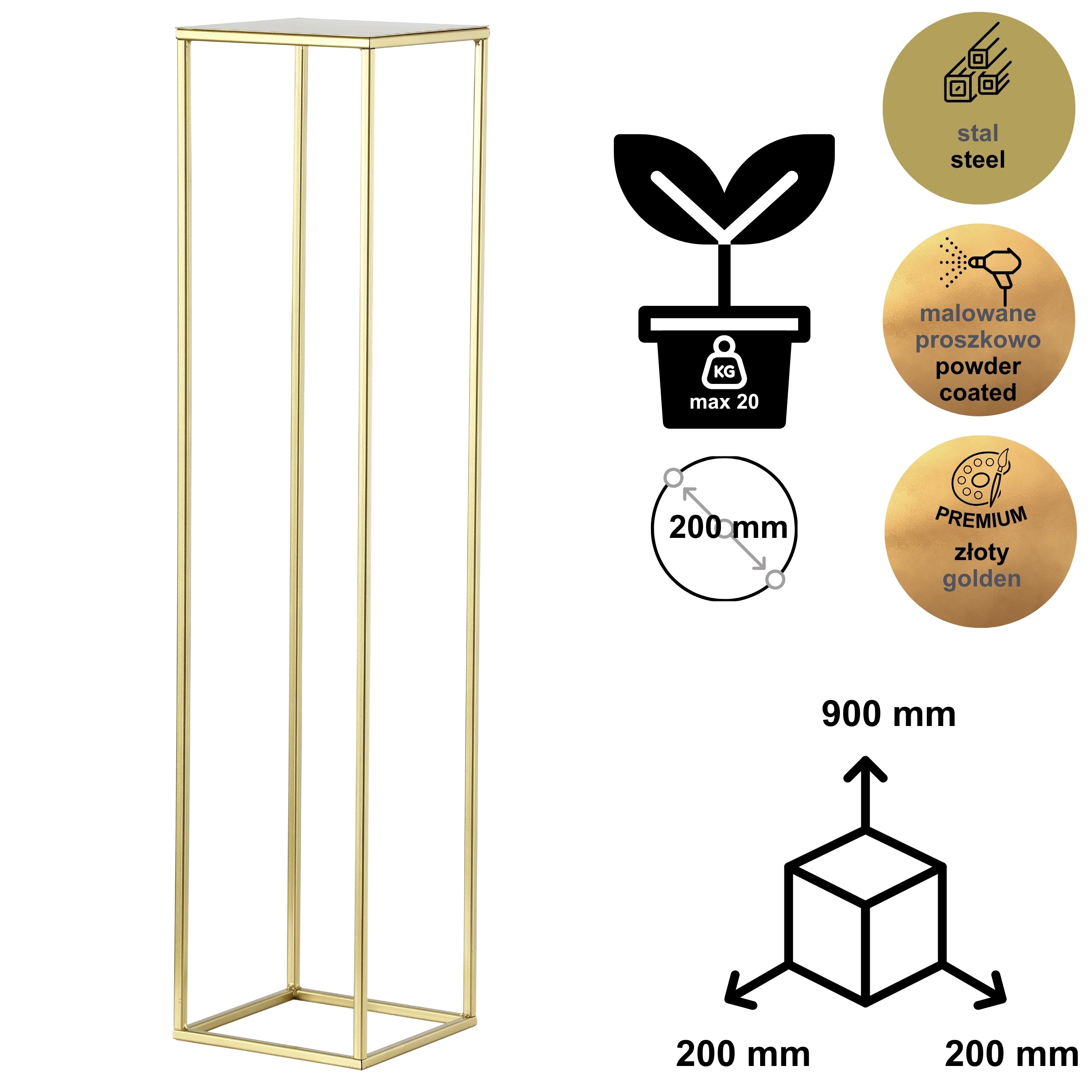 Plant stand PREMIUM 90 gold HGDECO