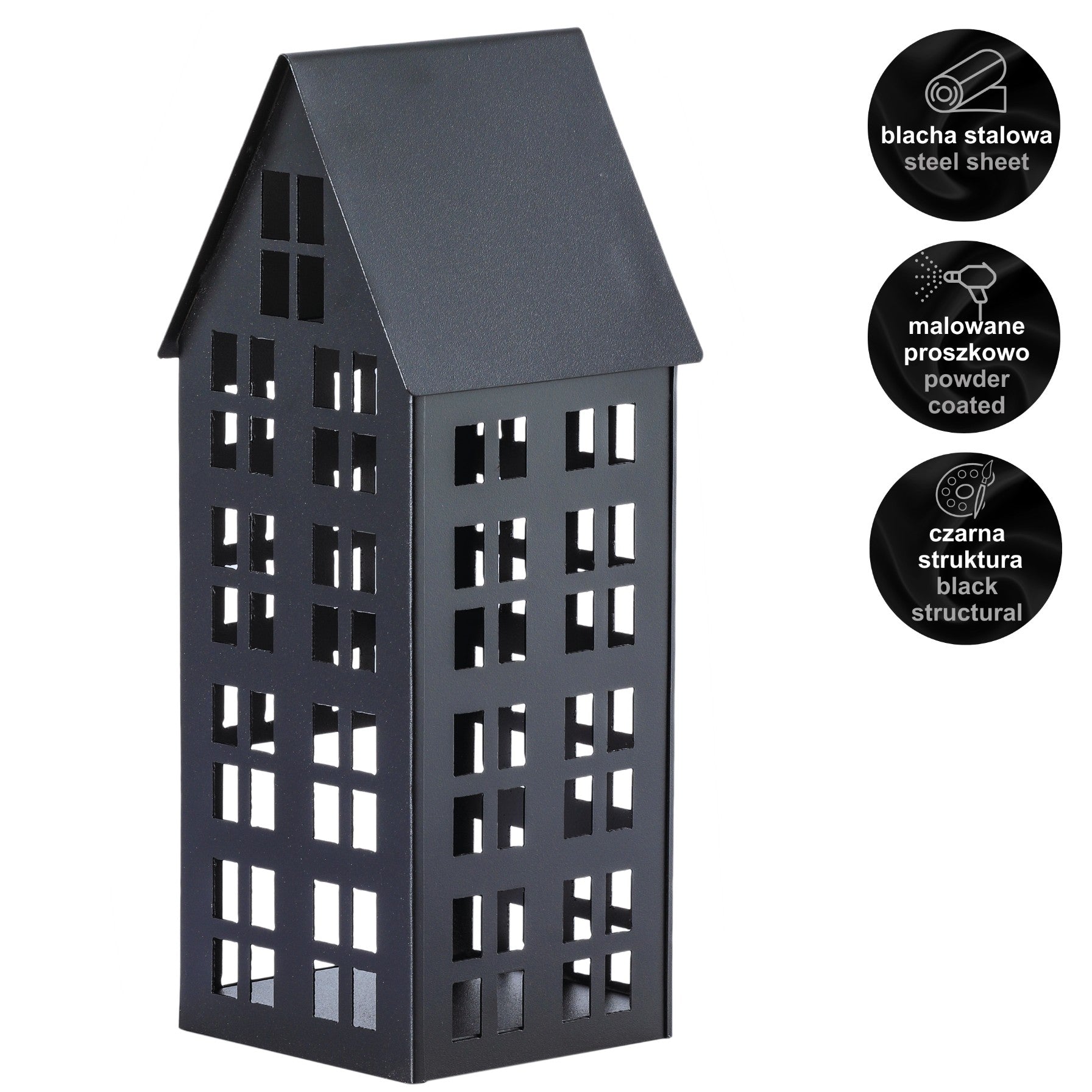 Lampion domek LUMI M czarny HGDECO