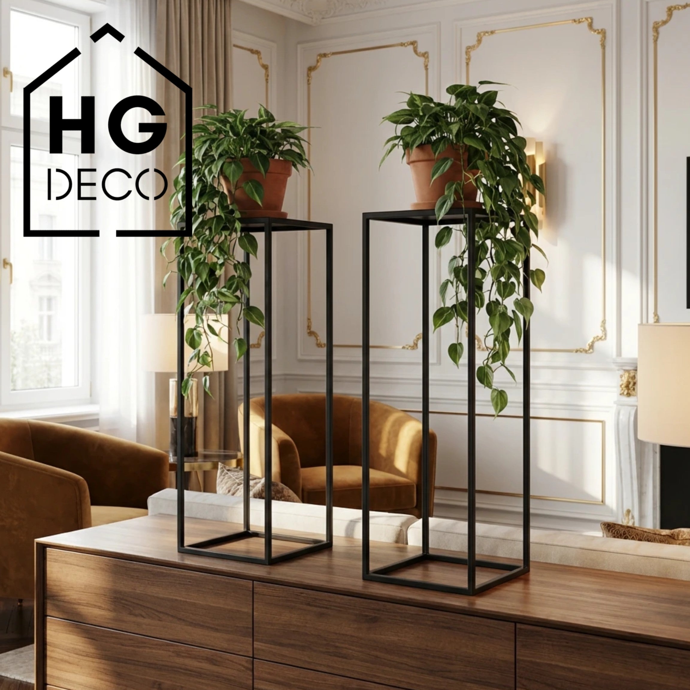 Metalowy kwietnik stojak na kwiatek TOWER 70 czarny styl loftowy HGDECO