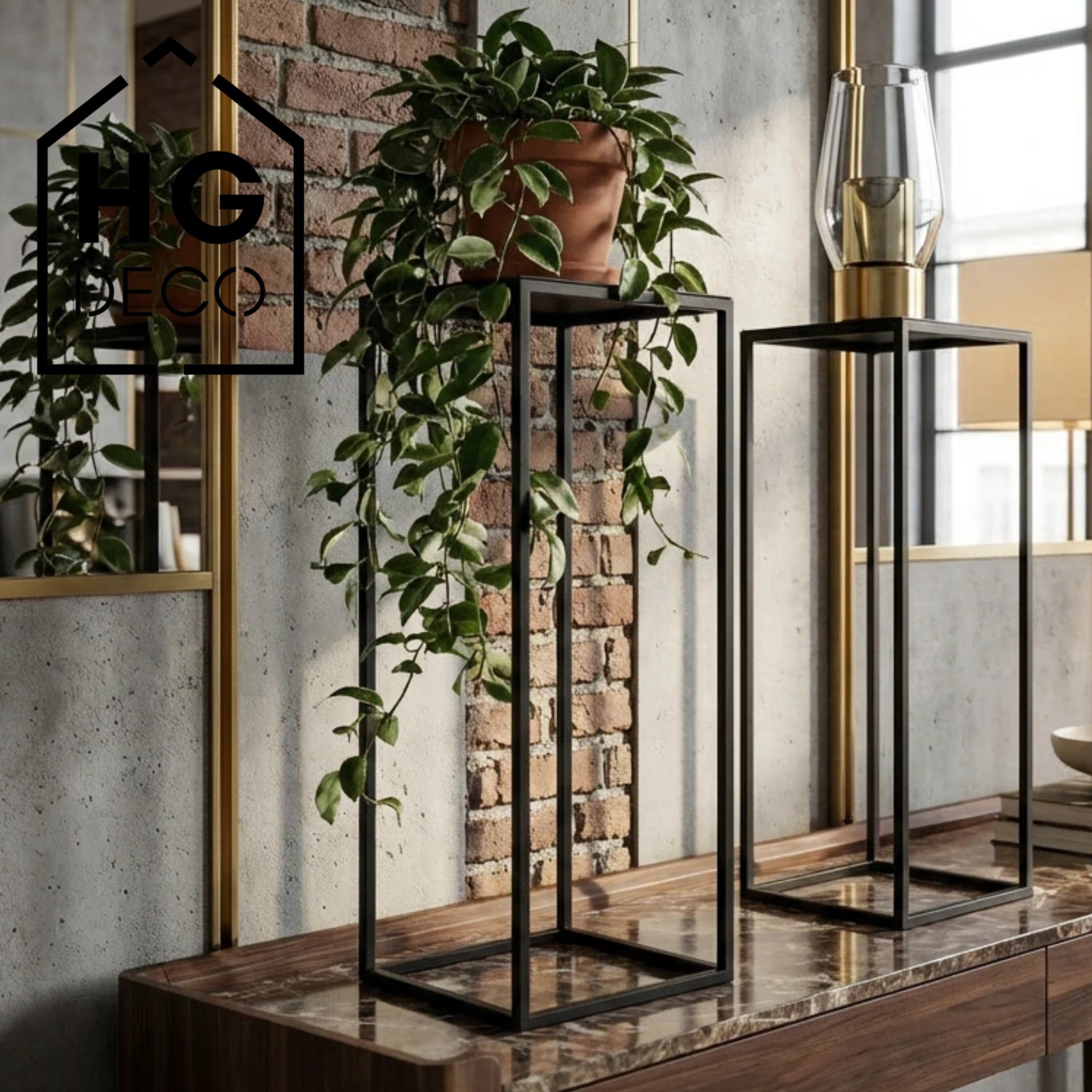 Metalowy kwietnik stojak na kwiatek TOWER 70 czarny styl loftowy HGDECO